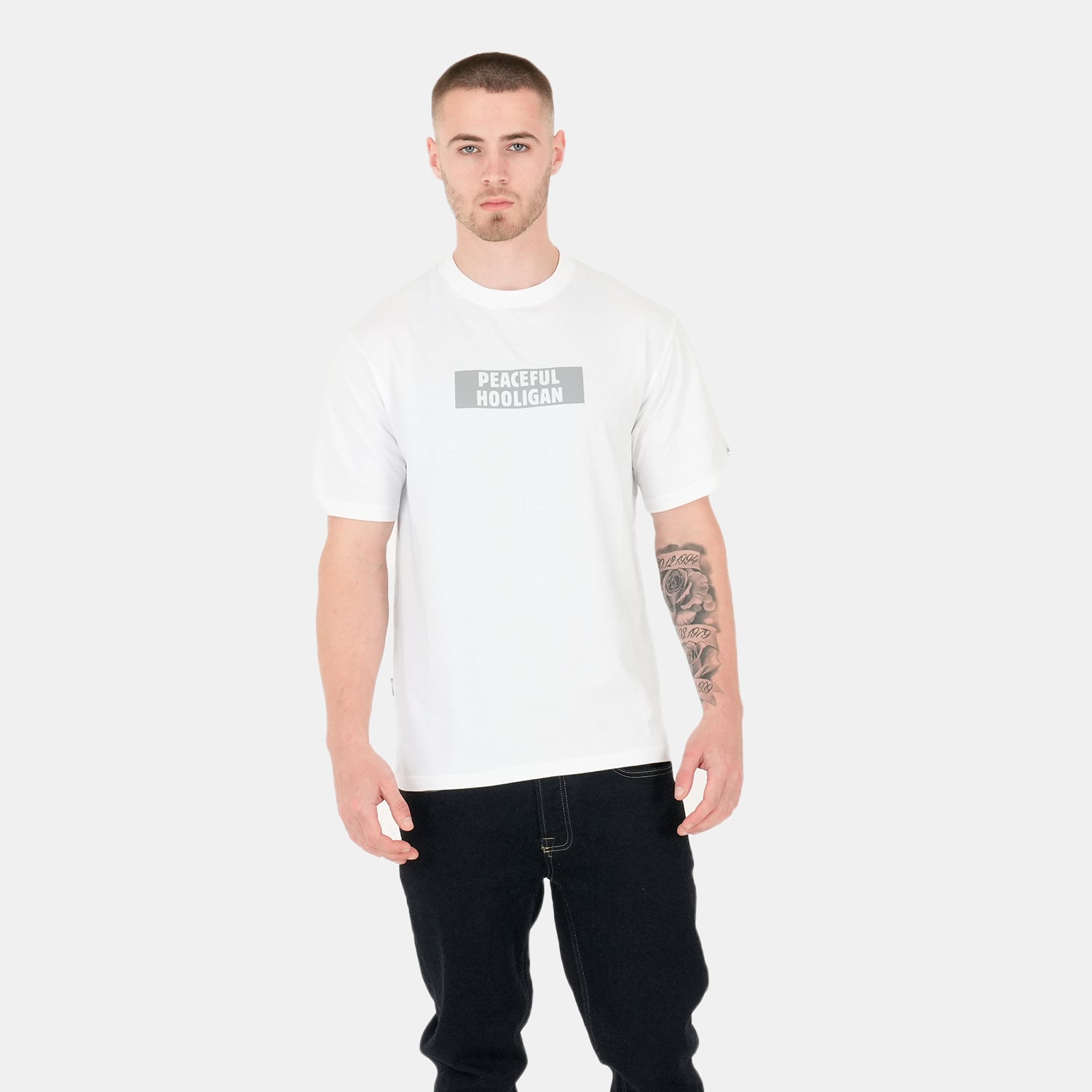 Box Logo T-Shirt White - Peaceful Hooligan