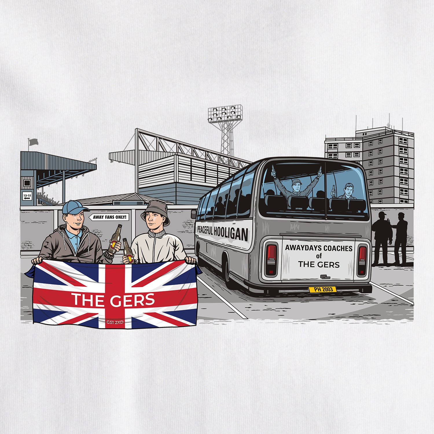 The Gers Awaydays T-Shirt White - Peaceful Hooligan