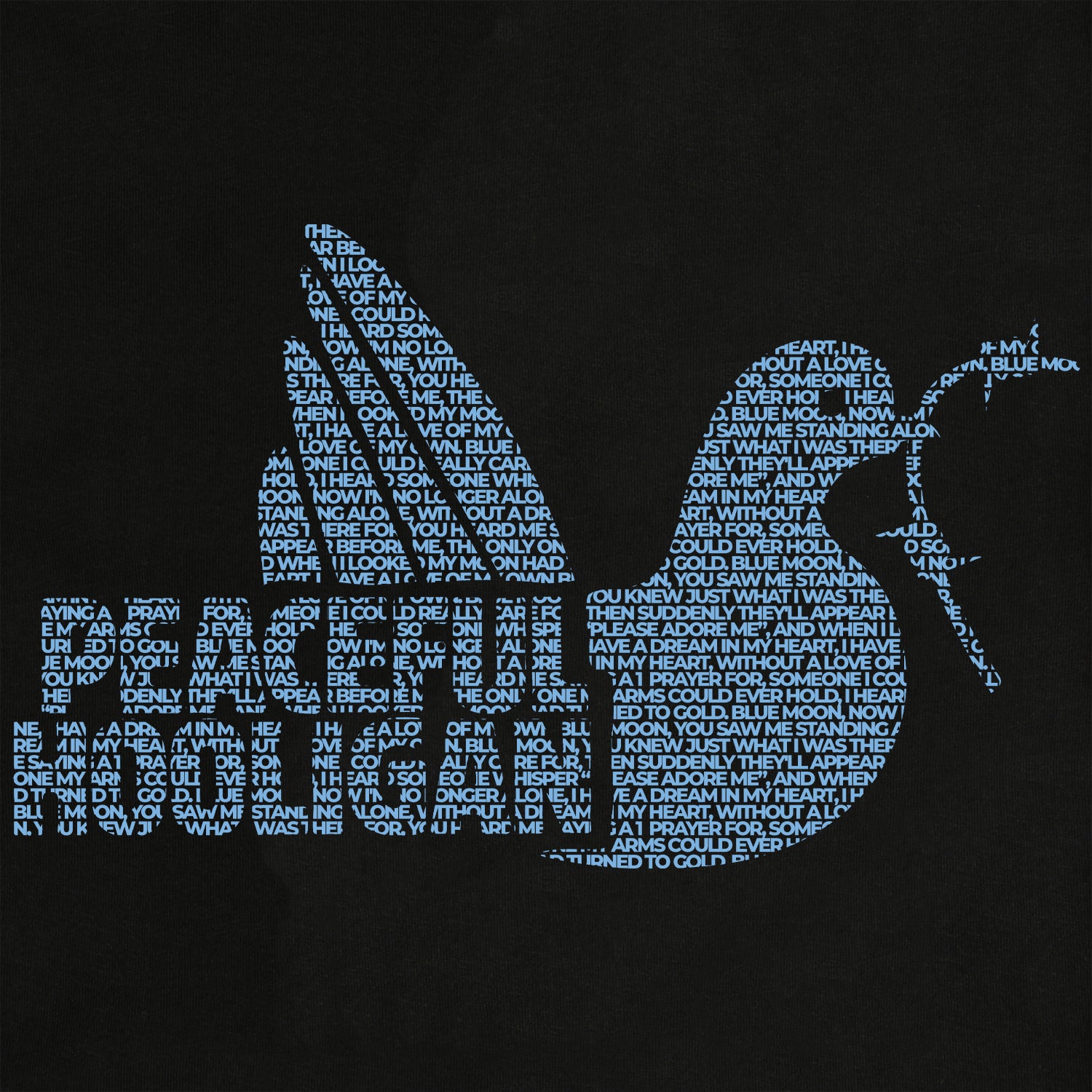 Blue Moon Dove T-Shirt Black - Peaceful Hooligan