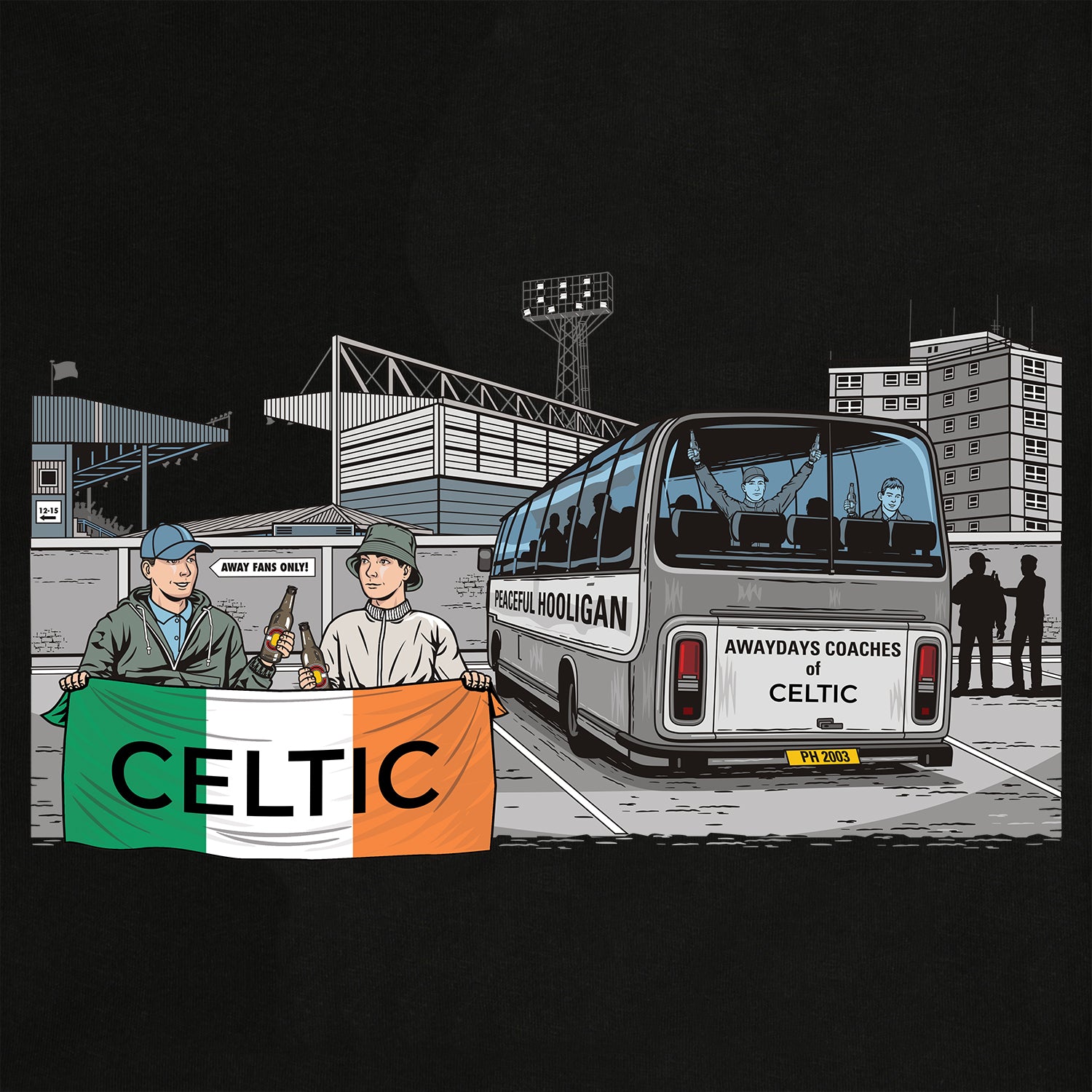 The Celts Awaydays T-Shirt Black - Peaceful Hooligan