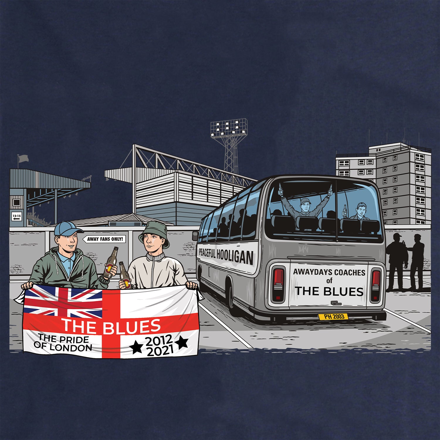 The Blues Awaydays T-Shirt Navy - Peaceful Hooligan