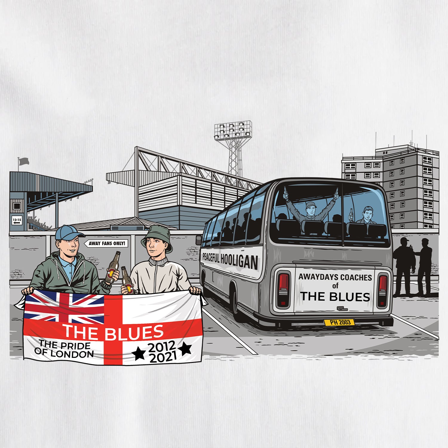 The Blues Awaydays T-Shirt White - Peaceful Hooligan