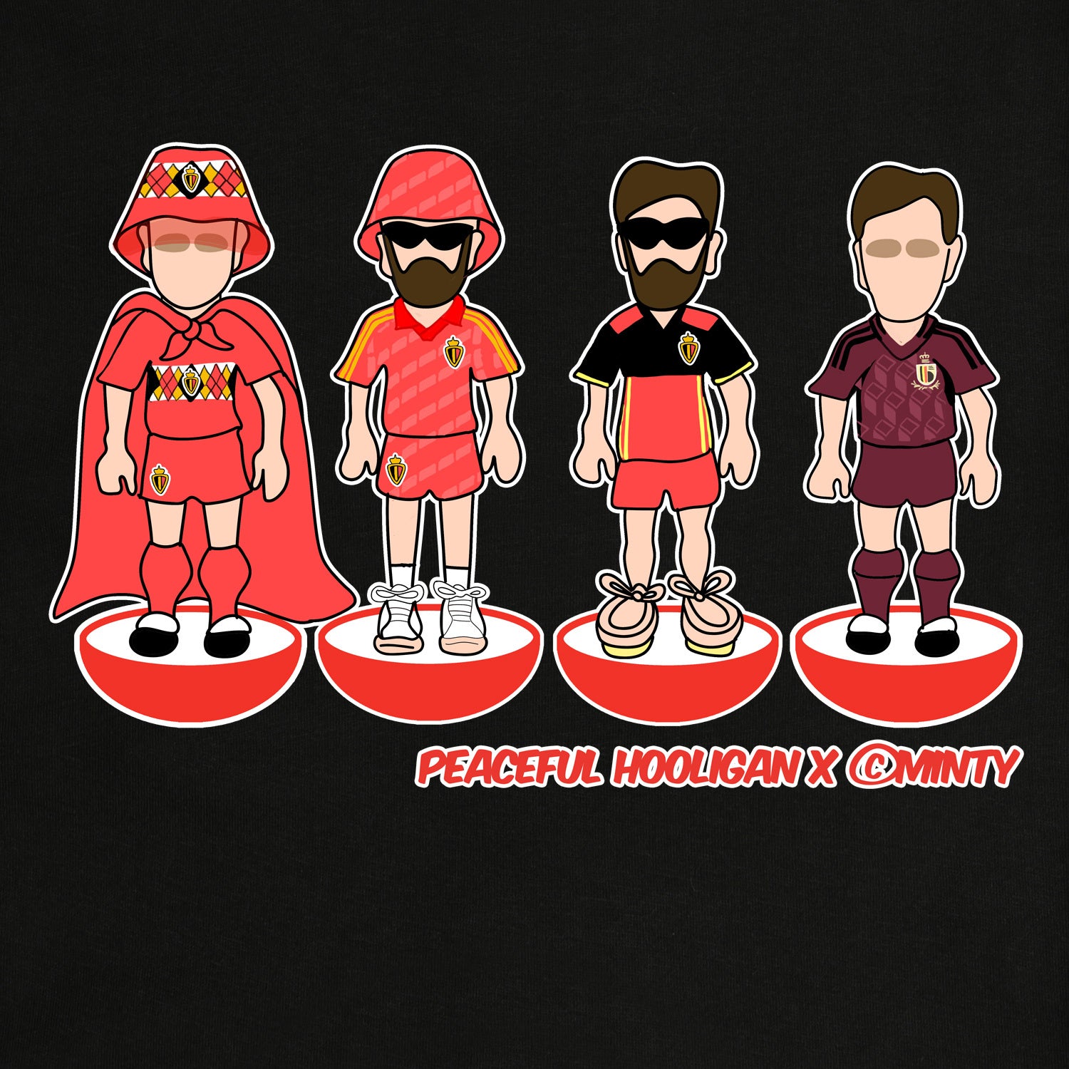 Belgium Subbuteo T-Shirt Black - Peaceful Hooligan
