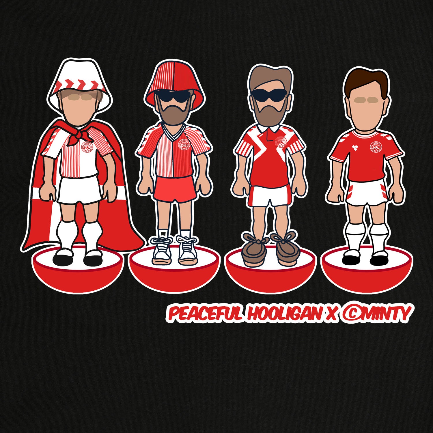 Denmark Subbuteo T-Shirt Black - Peaceful Hooligan