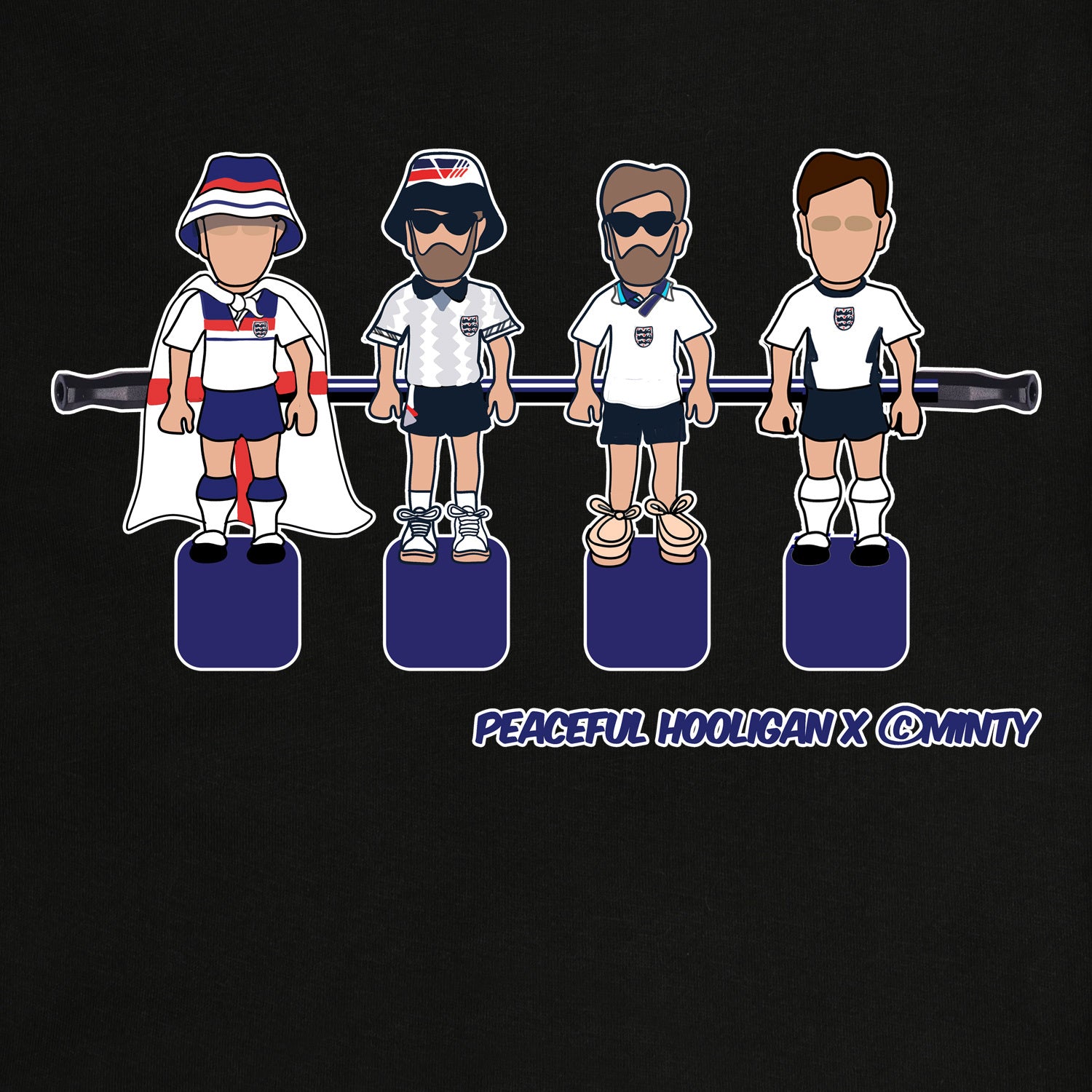 England Foosball T-Shirt Black - Peaceful Hooligan