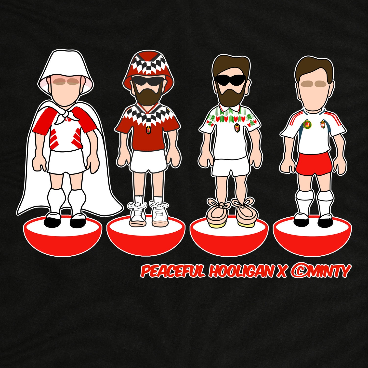 Hungary Subbuteo T-Shirt Black - Peaceful Hooligan