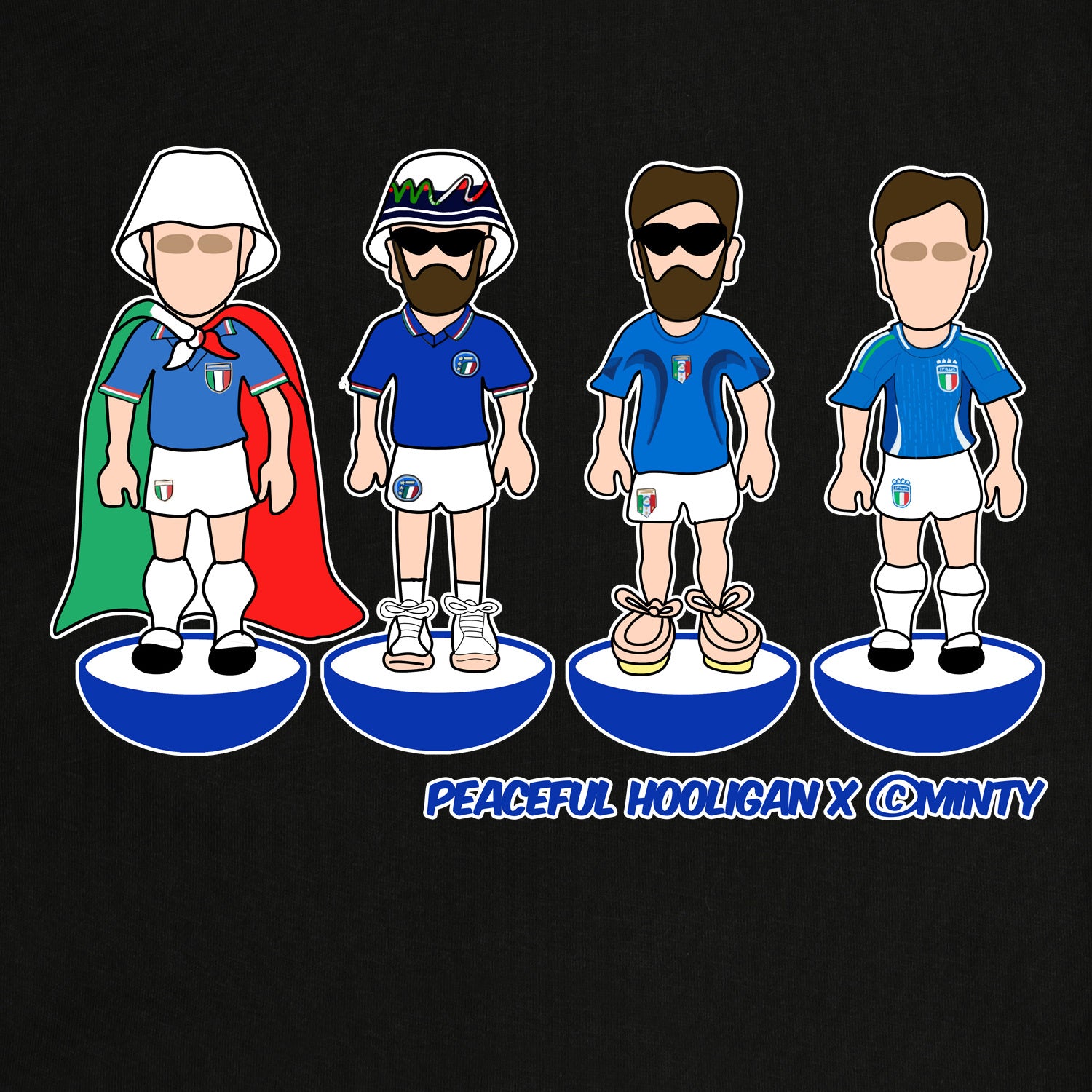 Italy Subbuteo T-Shirt Black - Peaceful Hooligan