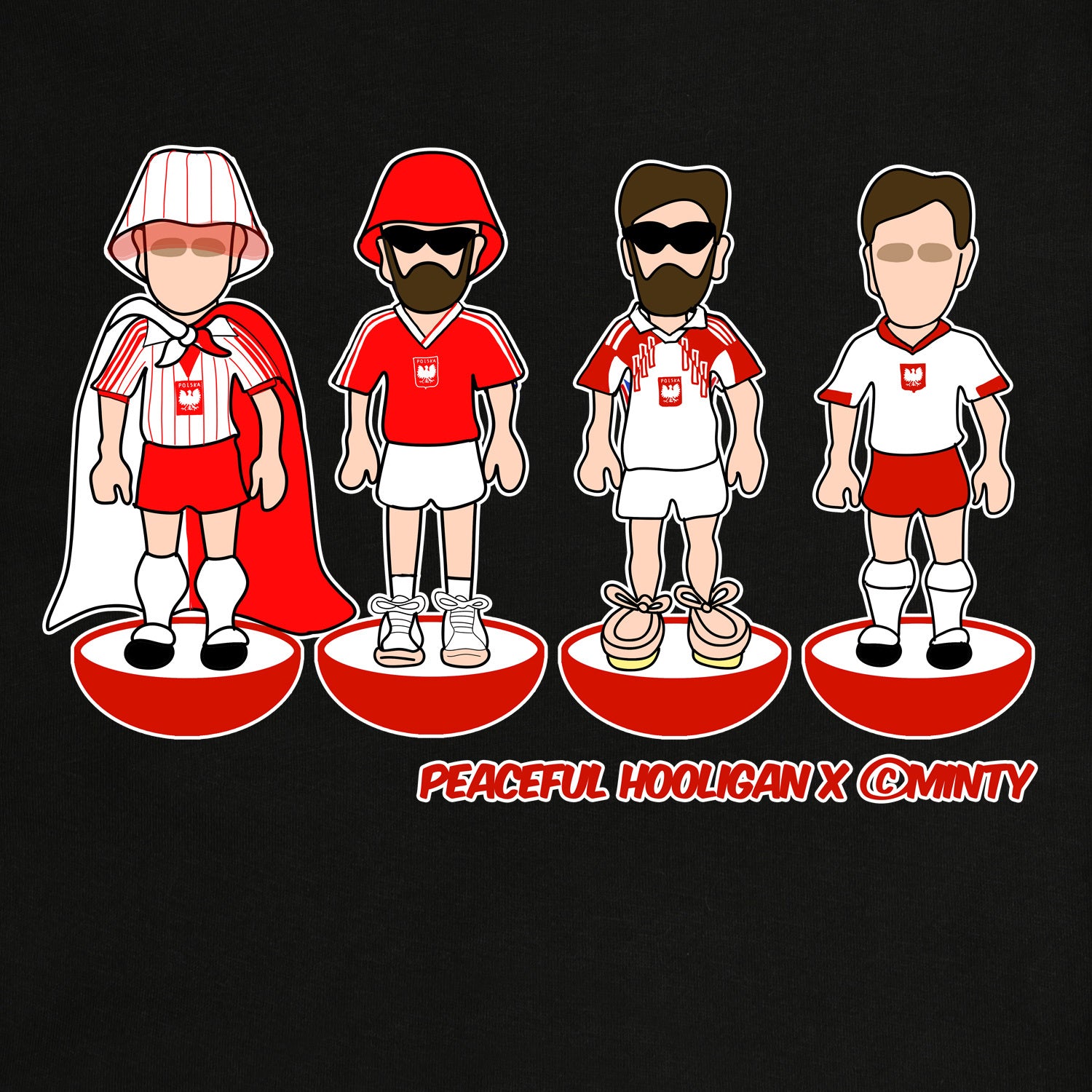 Poland Subbuteo T-Shirt Black - Peaceful Hooligan