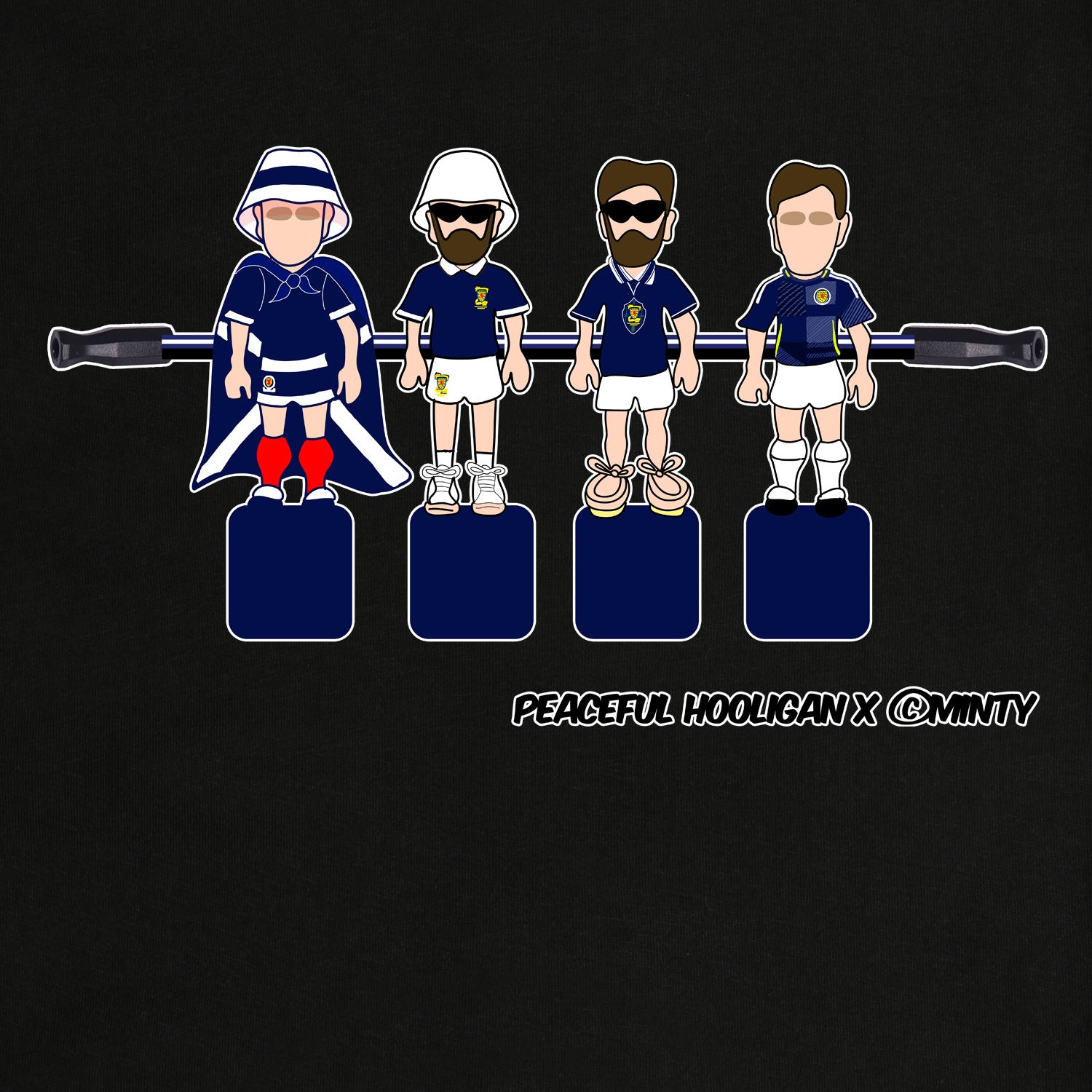 Scotland Foosball T-Shirt Black - Peaceful Hooligan