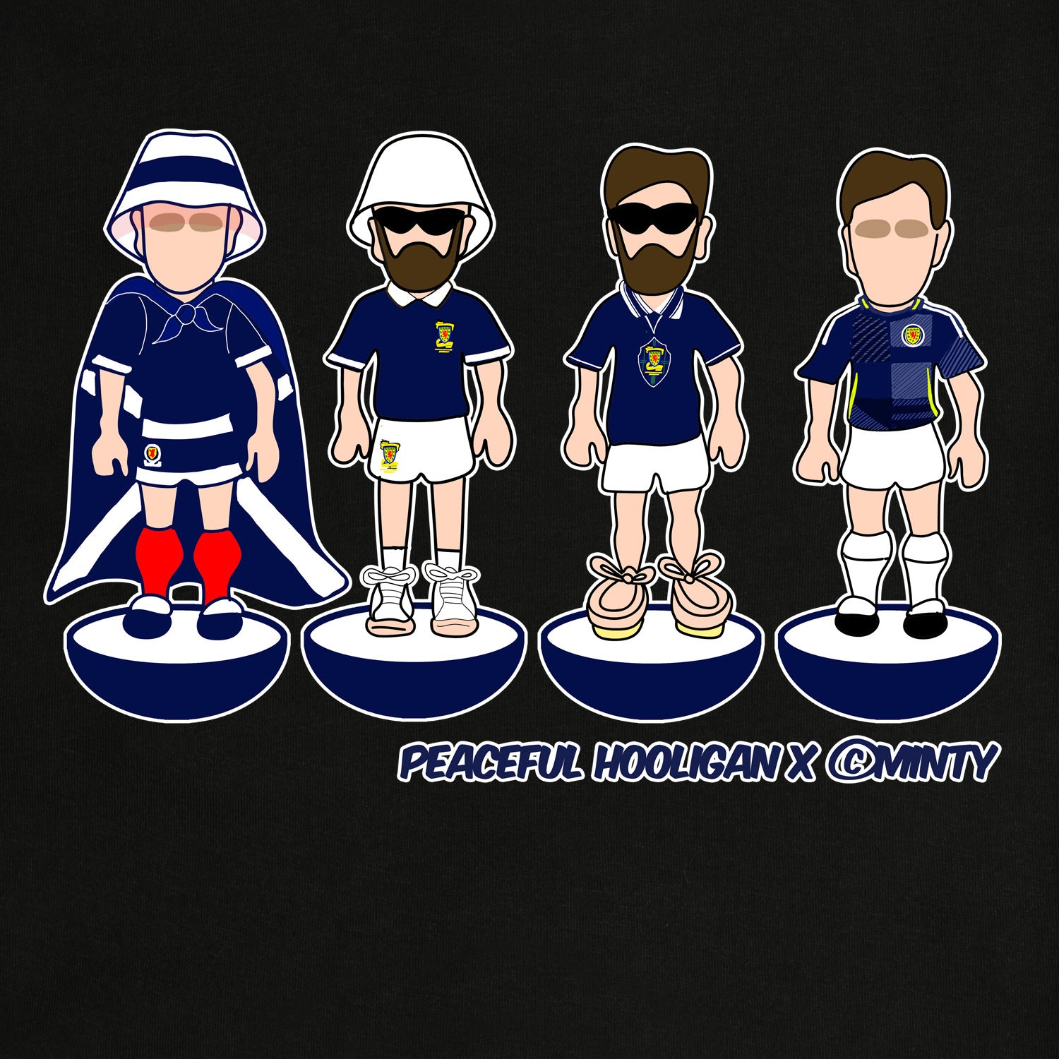 Scotland Subbuteo T-Shirt Black - Peaceful Hooligan