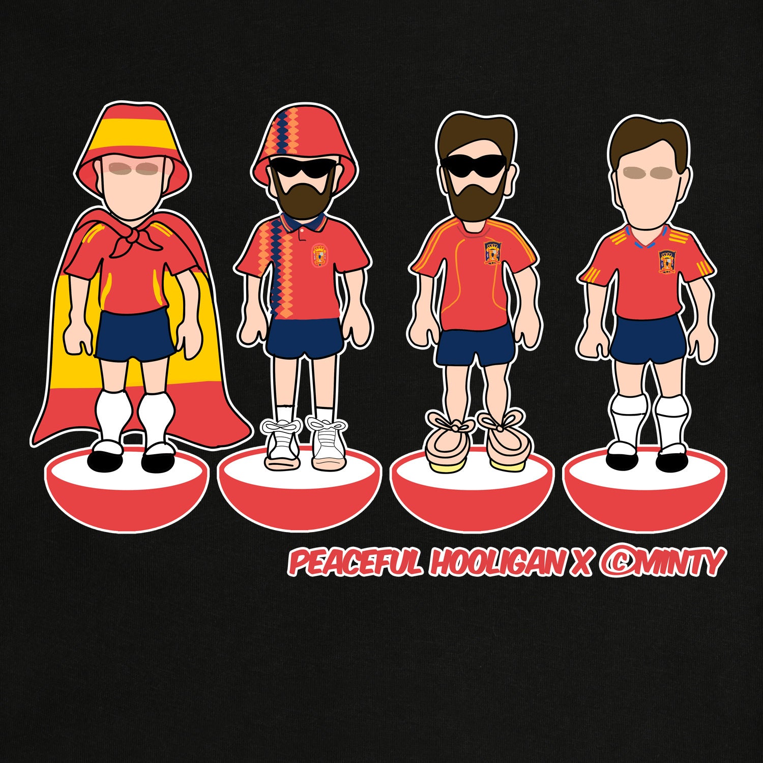 Spain Subbuteo T-Shirt Black - Peaceful Hooligan