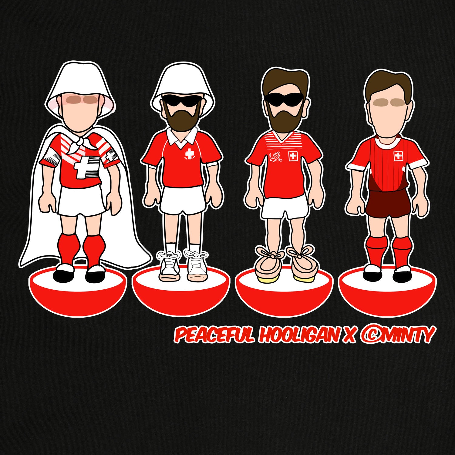 Switzerland Subbuteo T-Shirt Black - Peaceful Hooligan