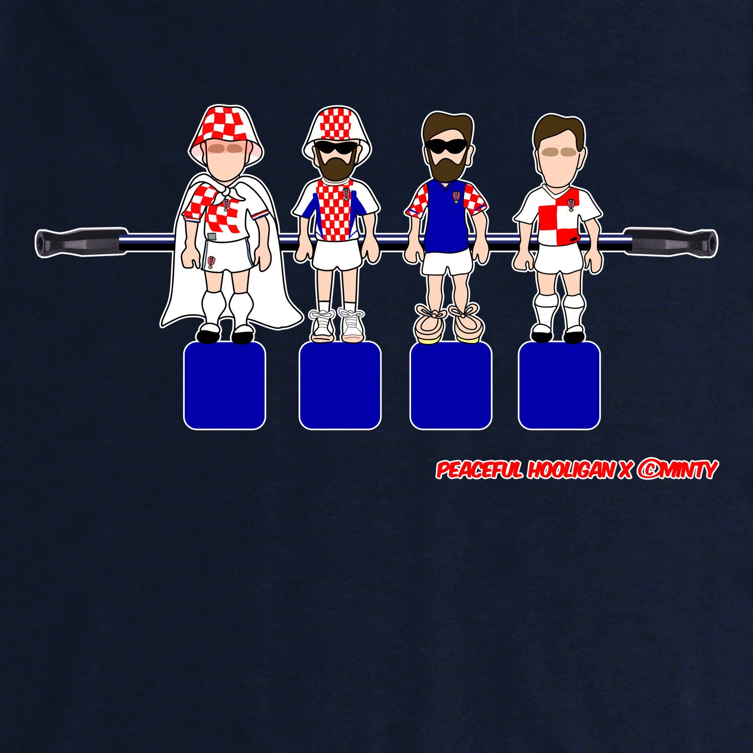 Croatia Foosball T-Shirt Navy - Peaceful Hooligan