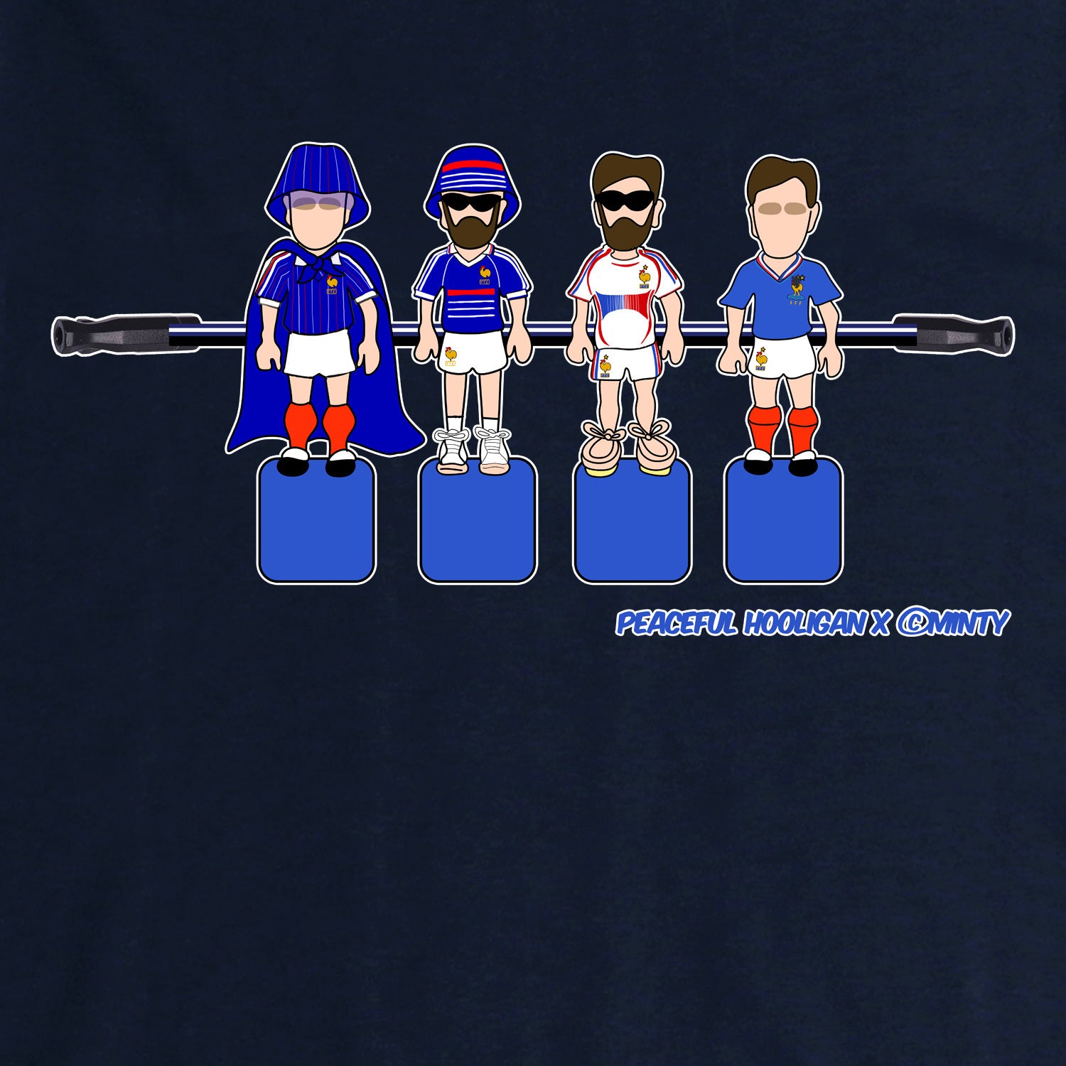France Foosball T-Shirt Navy - Peaceful Hooligan