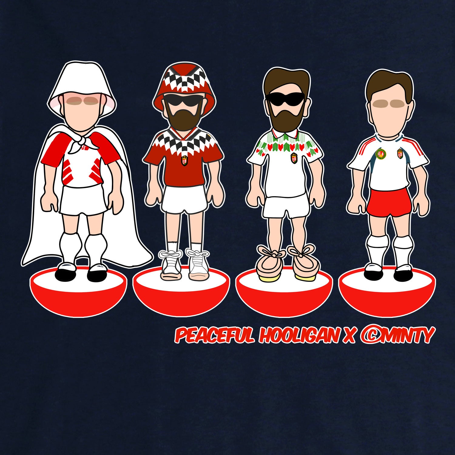 Hungary Subbuteo T-Shirt Navy - Peaceful Hooligan