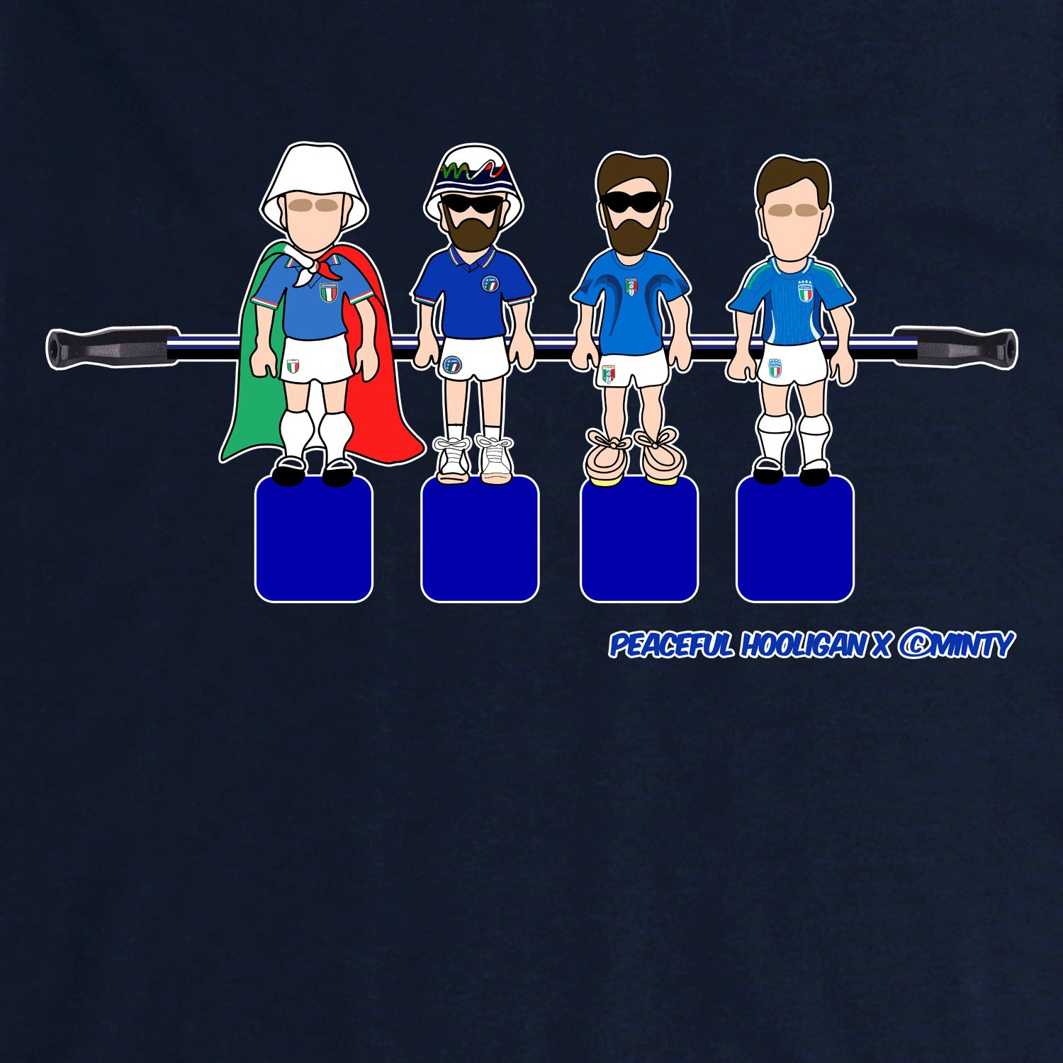 Italy Foosball T-Shirt Navy - Peaceful Hooligan