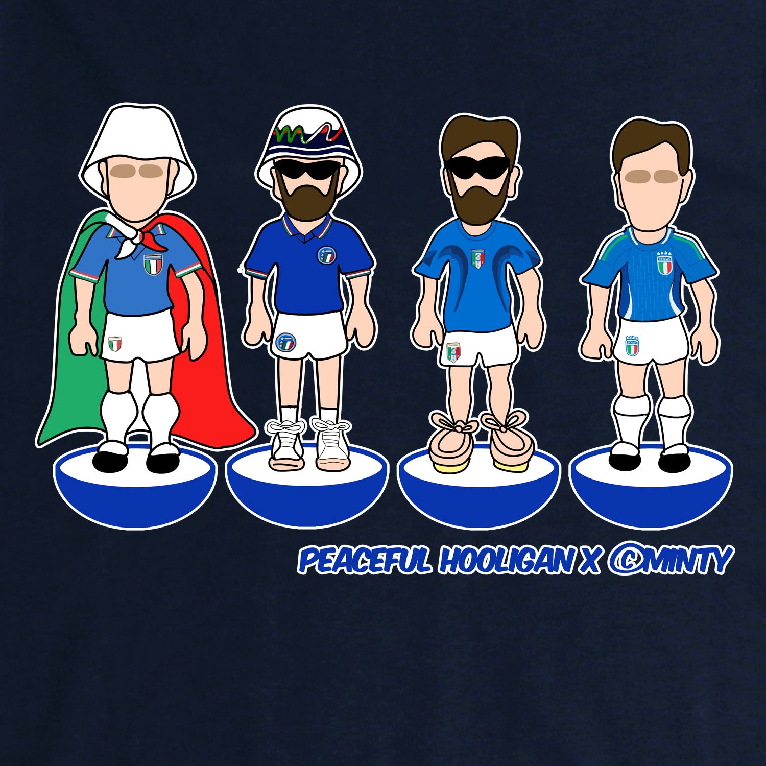 Italy Subbuteo Hoodie Navy - Peaceful Hooligan