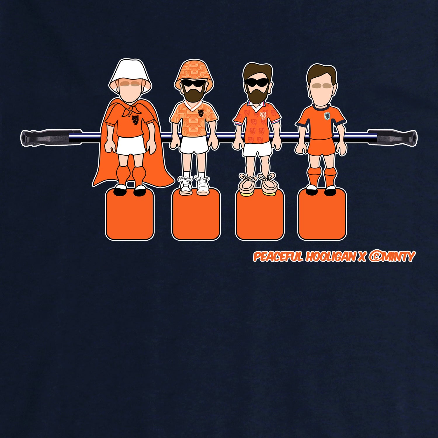 Netherlands Foosball T-Shirt Navy - Peaceful Hooligan