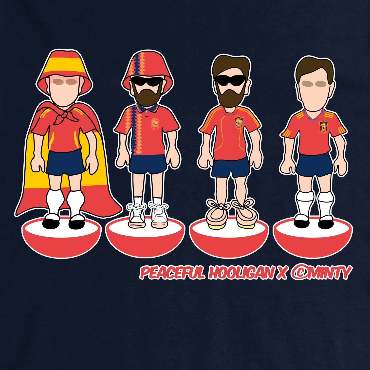 Spain Subbuteo T-Shirt Navy - Peaceful Hooligan