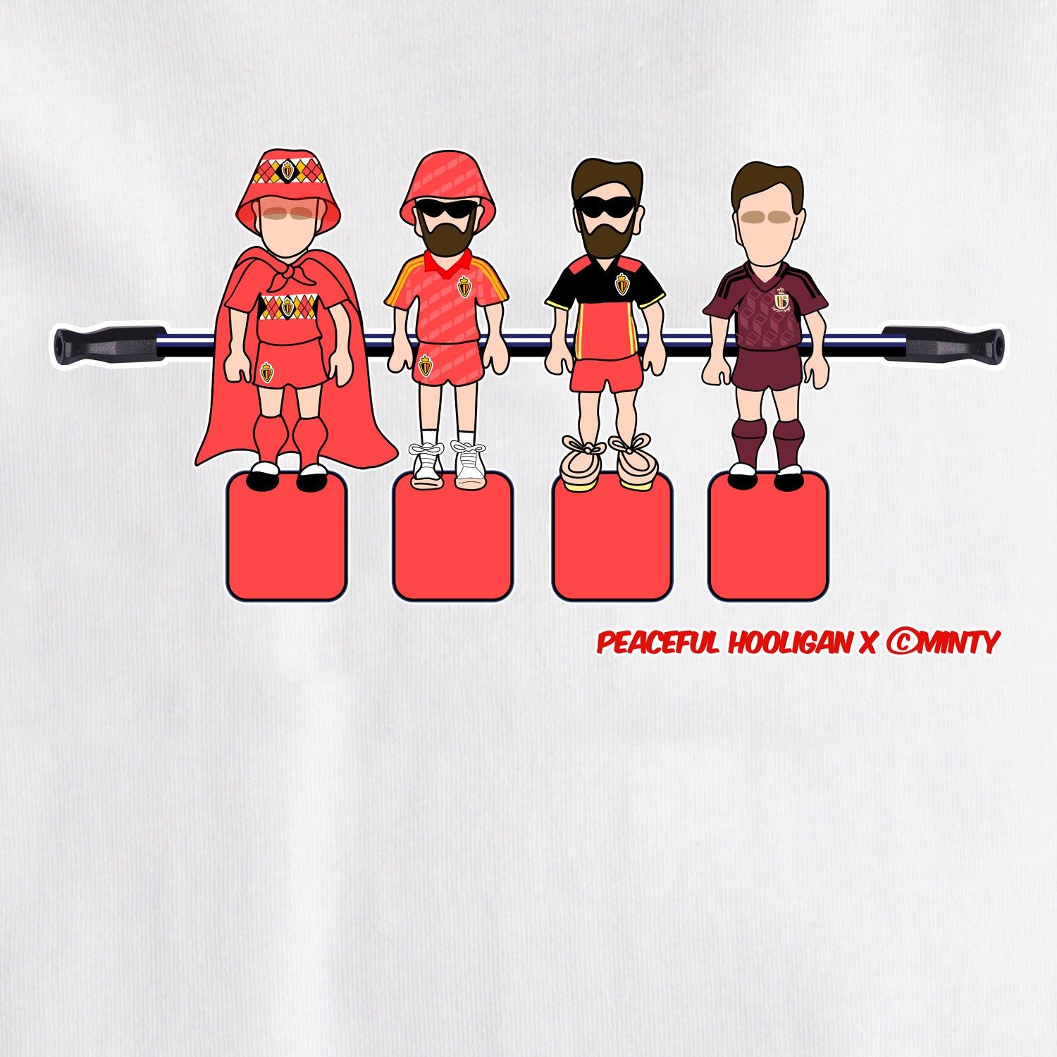 Belgium Foosball T-Shirt White - Peaceful Hooligan