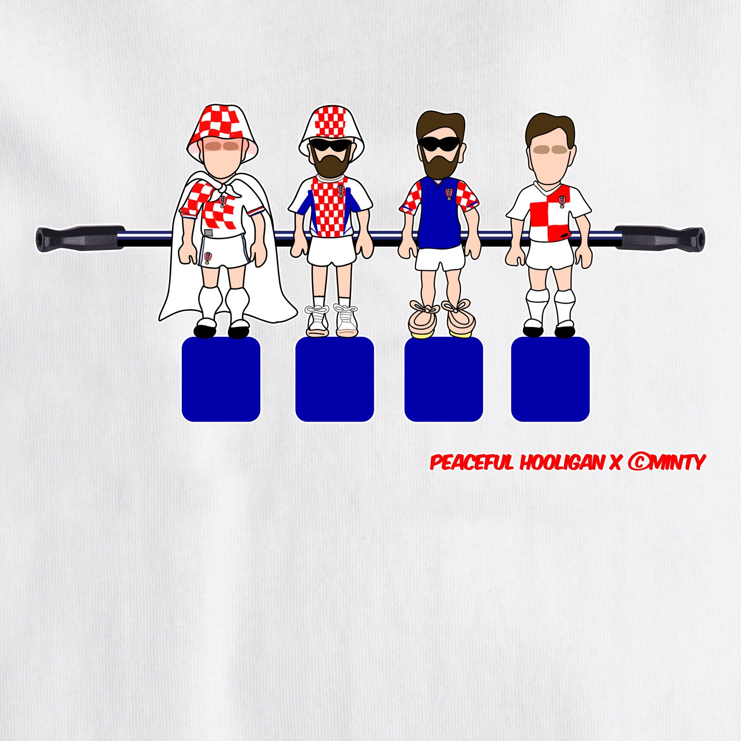 Croatia Foosball T-Shirt White - Peaceful Hooligan