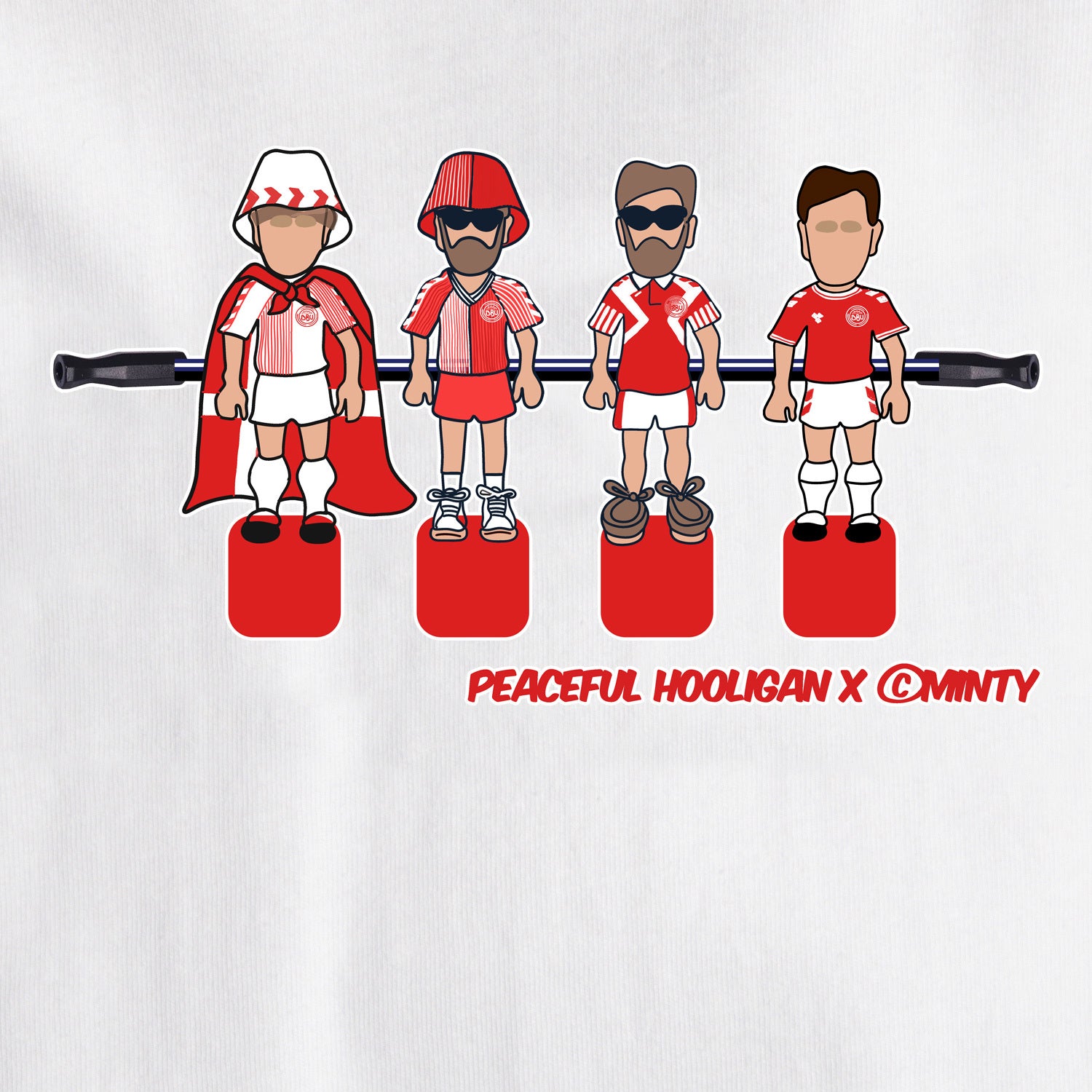 Denmark Foosball T-Shirt White - Peaceful Hooligan