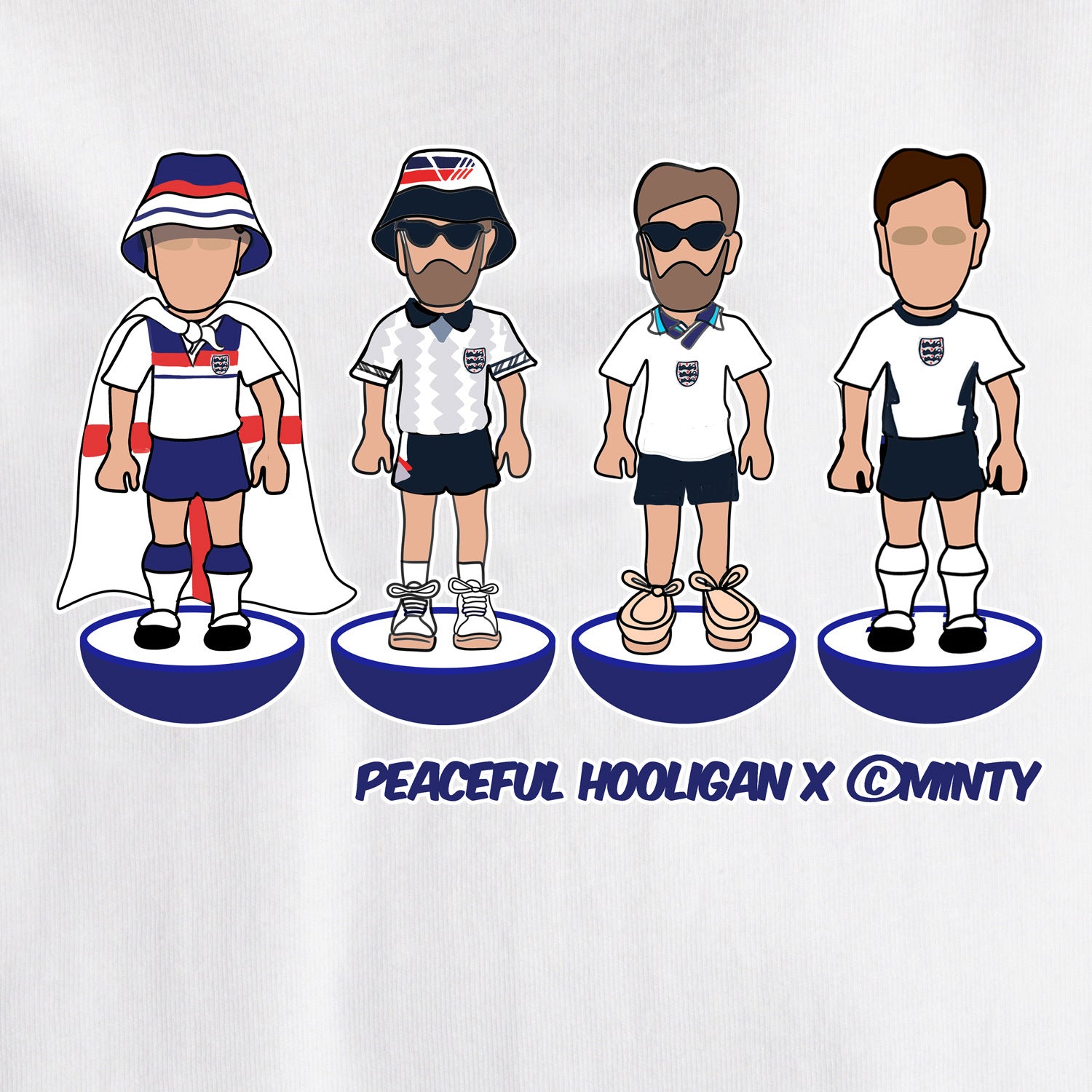 England Subbuteo T-Shirt White - Peaceful Hooligan