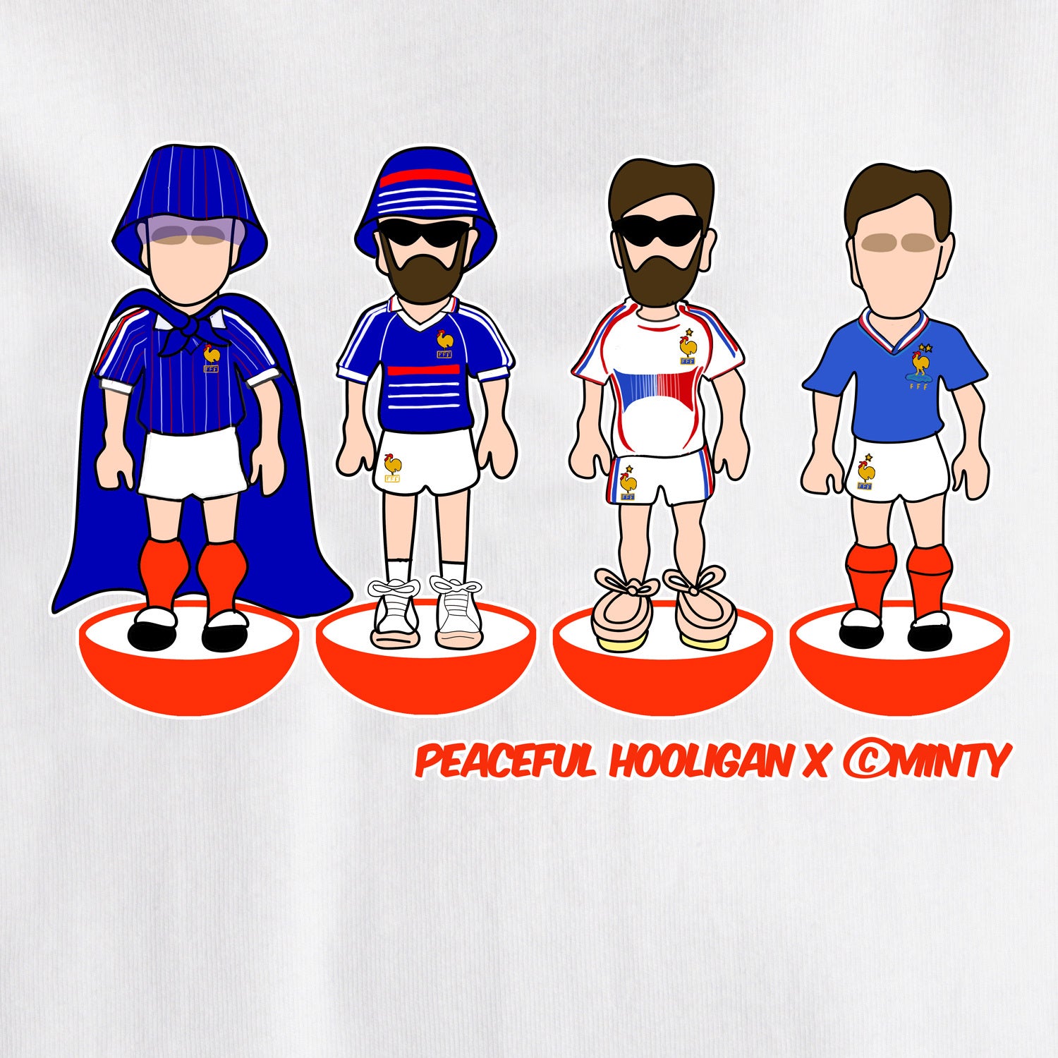 France Subbuteo T-Shirt White - Peaceful Hooligan