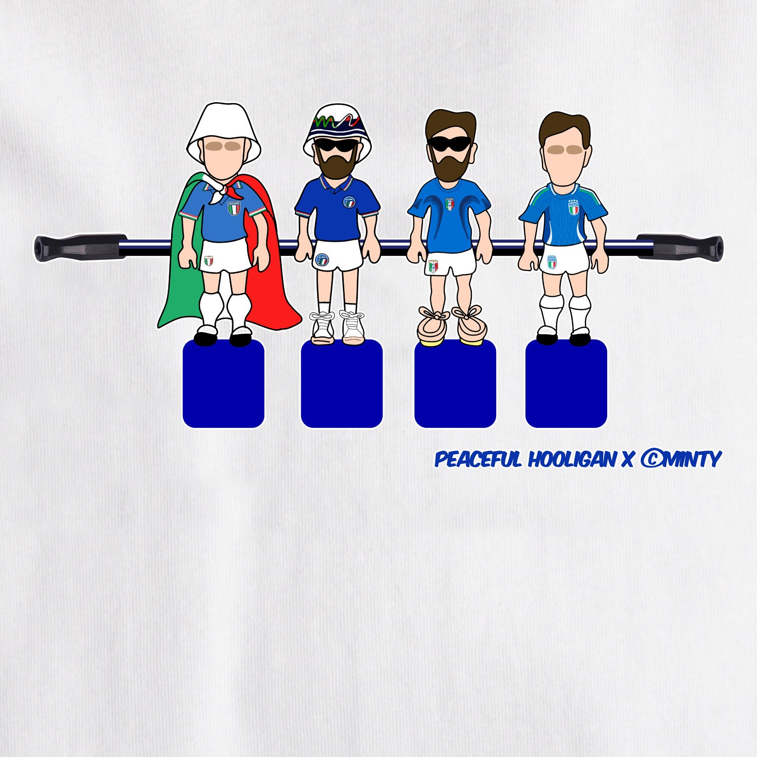 Italy Foosball T-Shirt White - Peaceful Hooligan