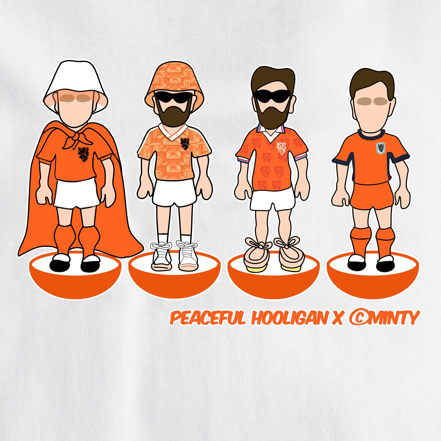 Netherlands Subbuteo T-Shirt White - Peaceful Hooligan