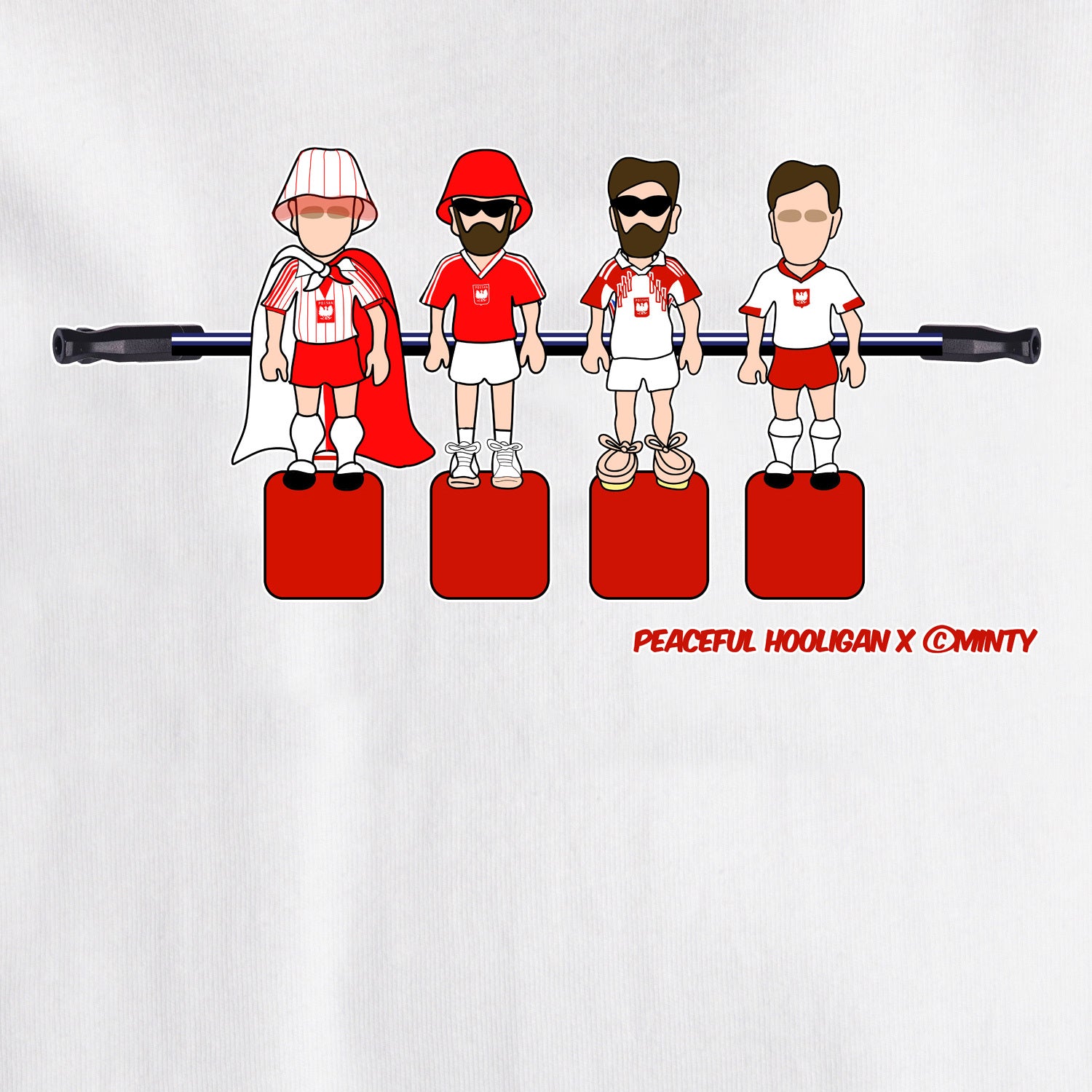 Poland Foosball T-Shirt White - Peaceful Hooligan