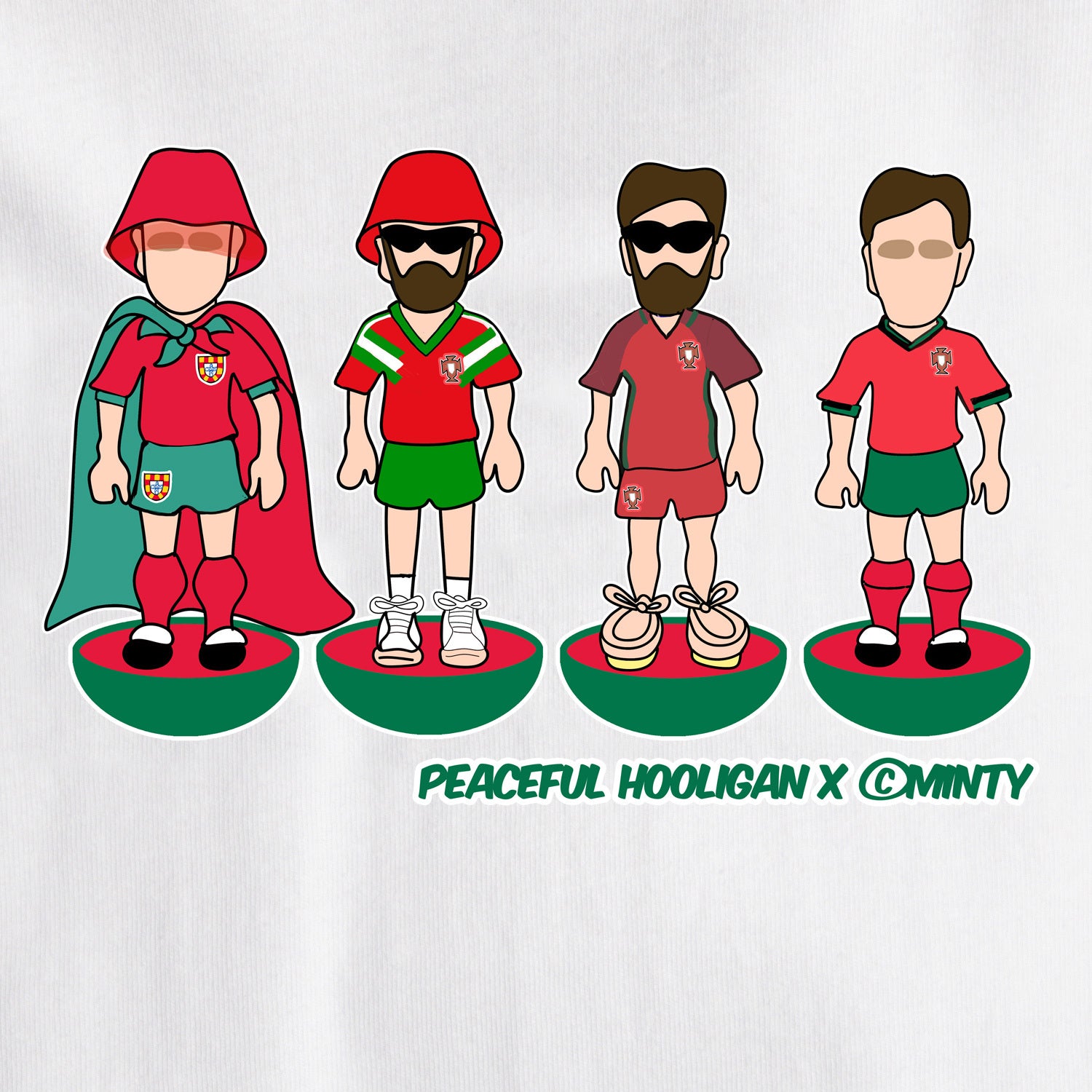 Portugal Subbuteo T-Shirt White - Peaceful Hooligan