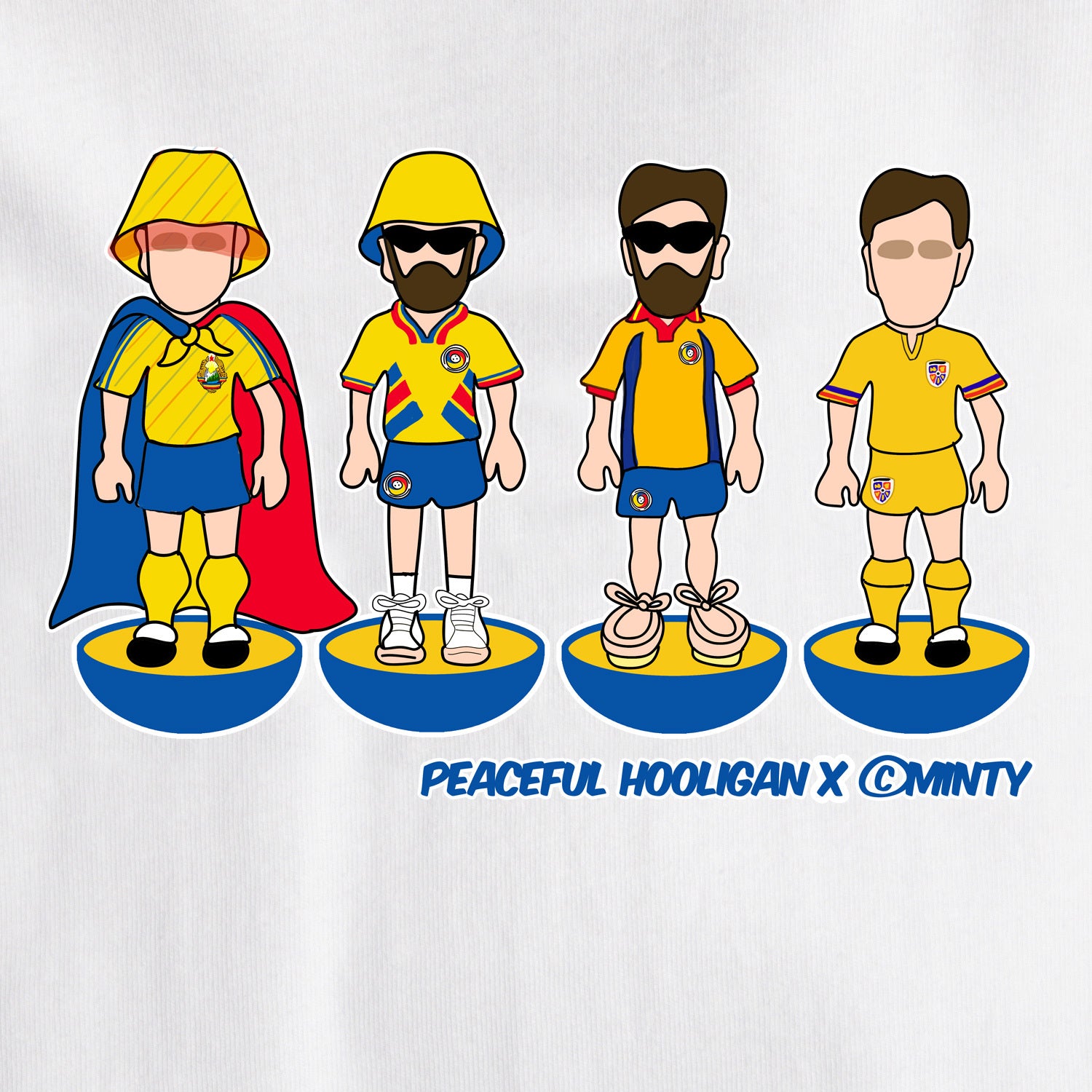 Romania Subbuteo T-Shirt White - Peaceful Hooligan