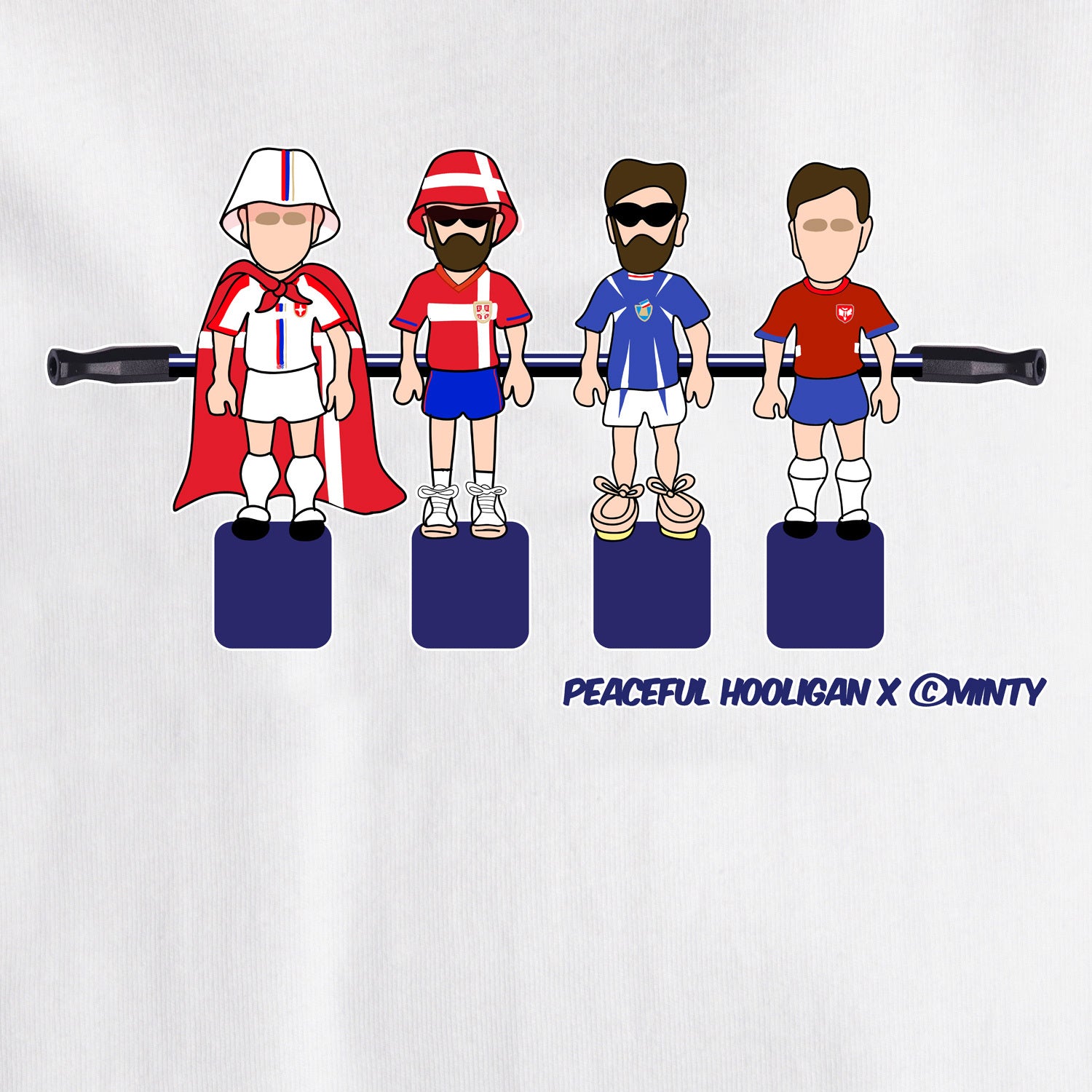 Serbia Foosball T-Shirt White - Peaceful Hooligan