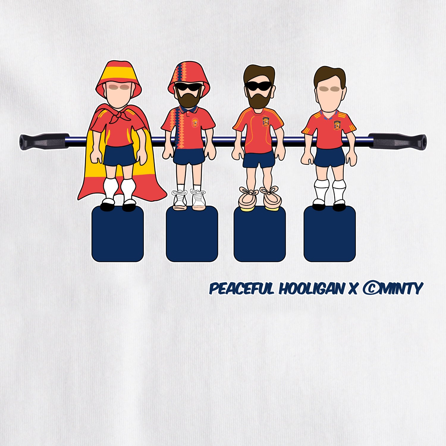 Spain Foosball T-Shirt White - Peaceful Hooligan