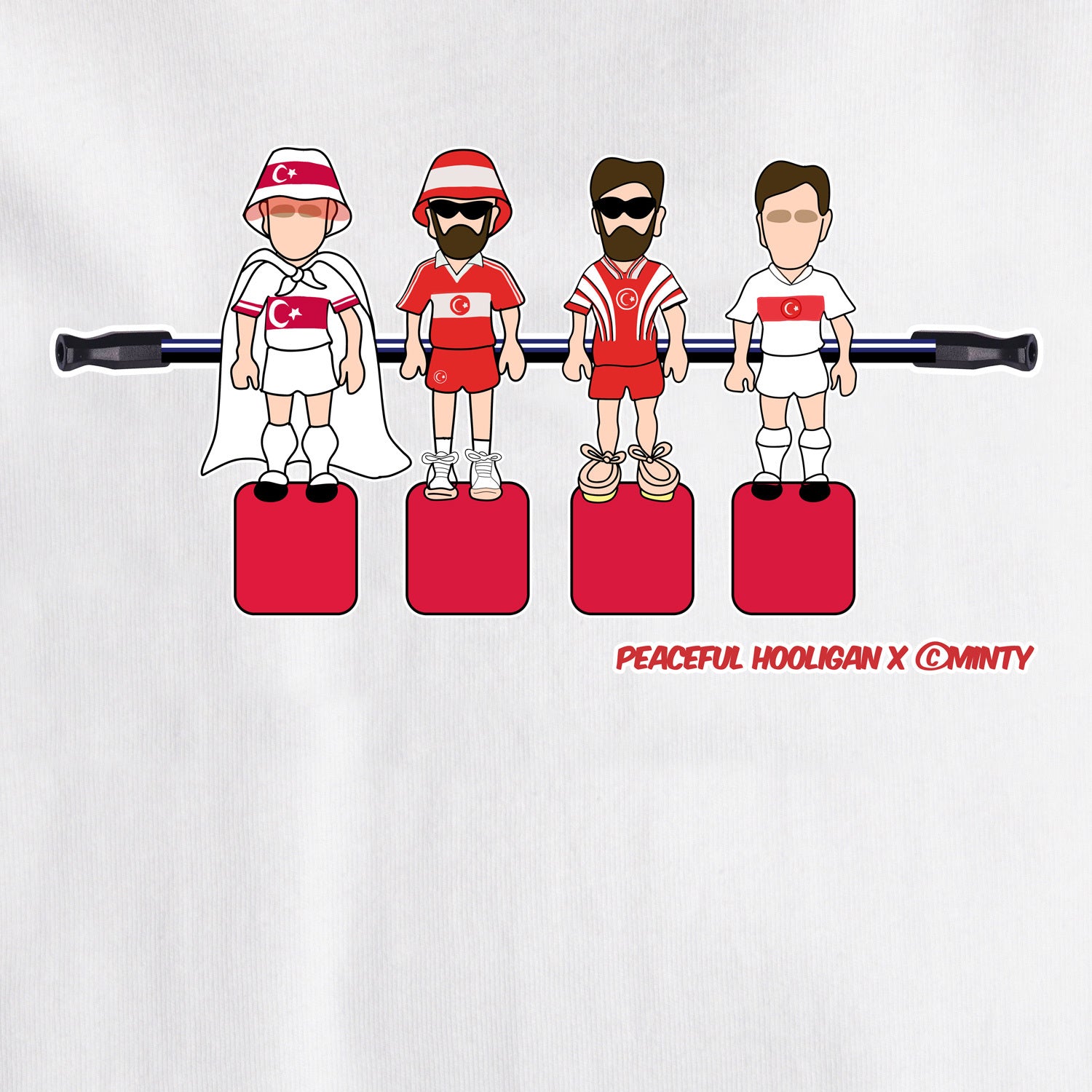 Turkey Foosball T-Shirt White - Peaceful Hooligan