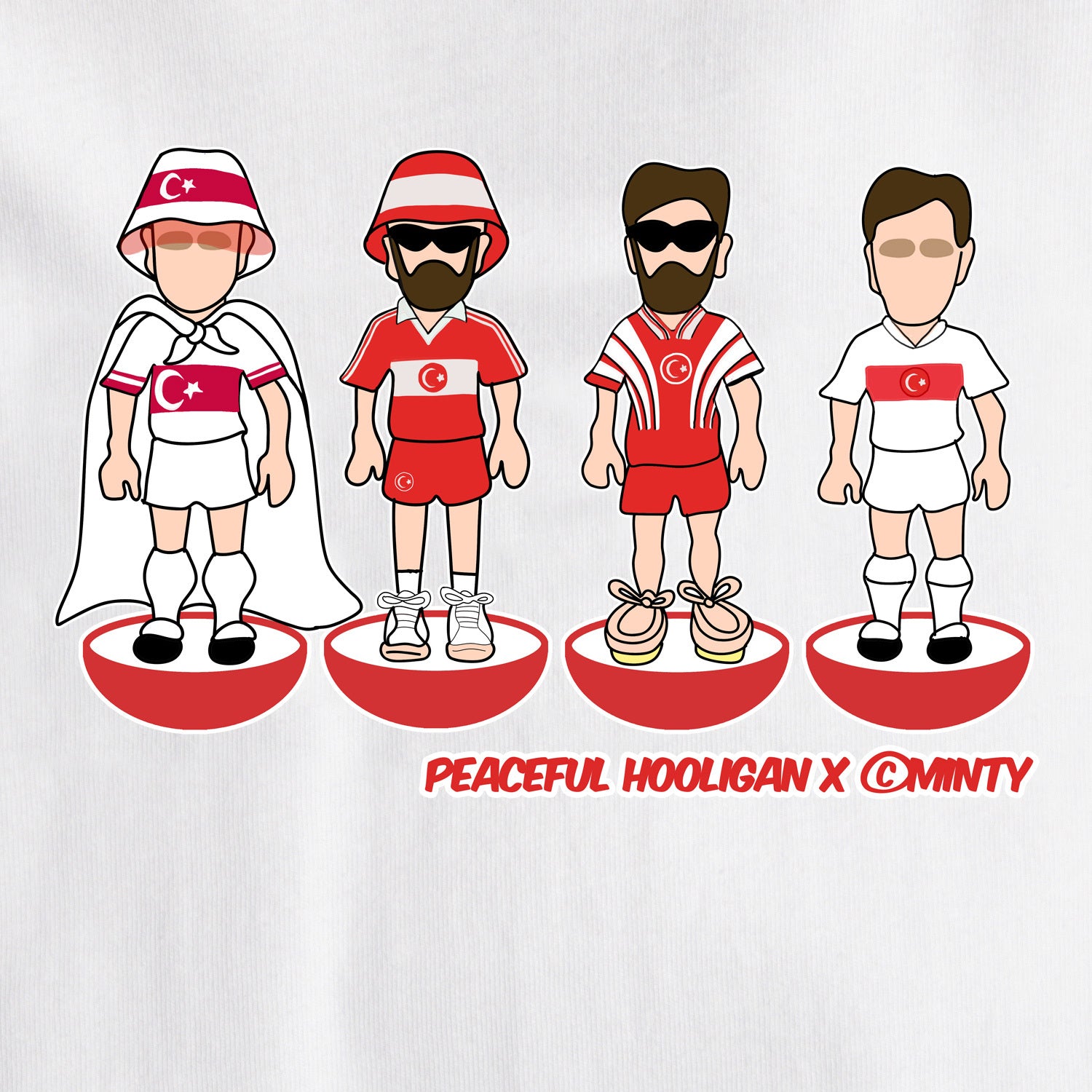 Turkey Subbuteo T-Shirt White - Peaceful Hooligan