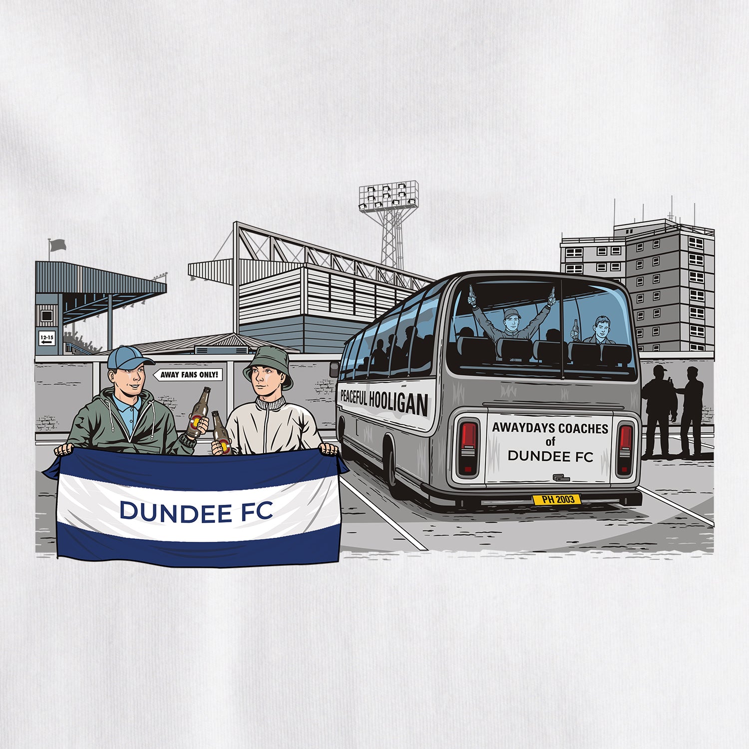Dundee FC Awaydays T-Shirt White - Peaceful Hooligan