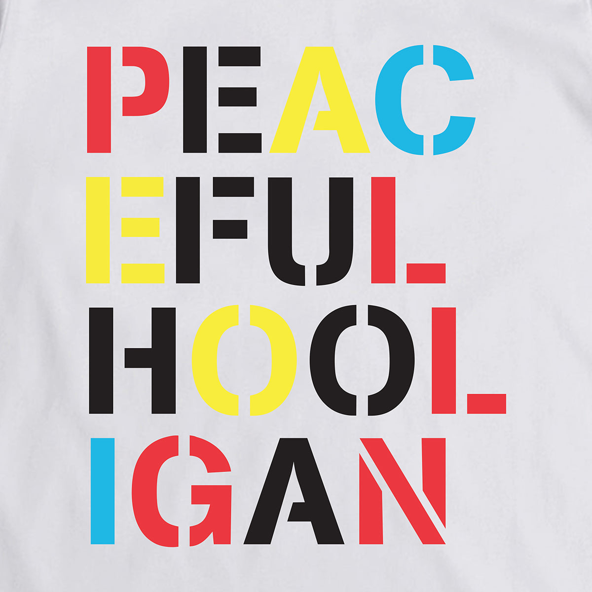 Stencil T-Shirt White - Peaceful Hooligan