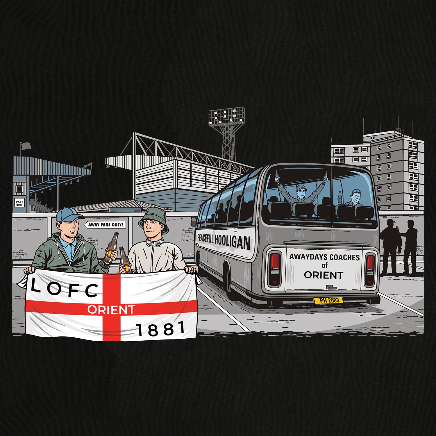 Orient Awaydays T-Shirt Black - Peaceful Hooligan
