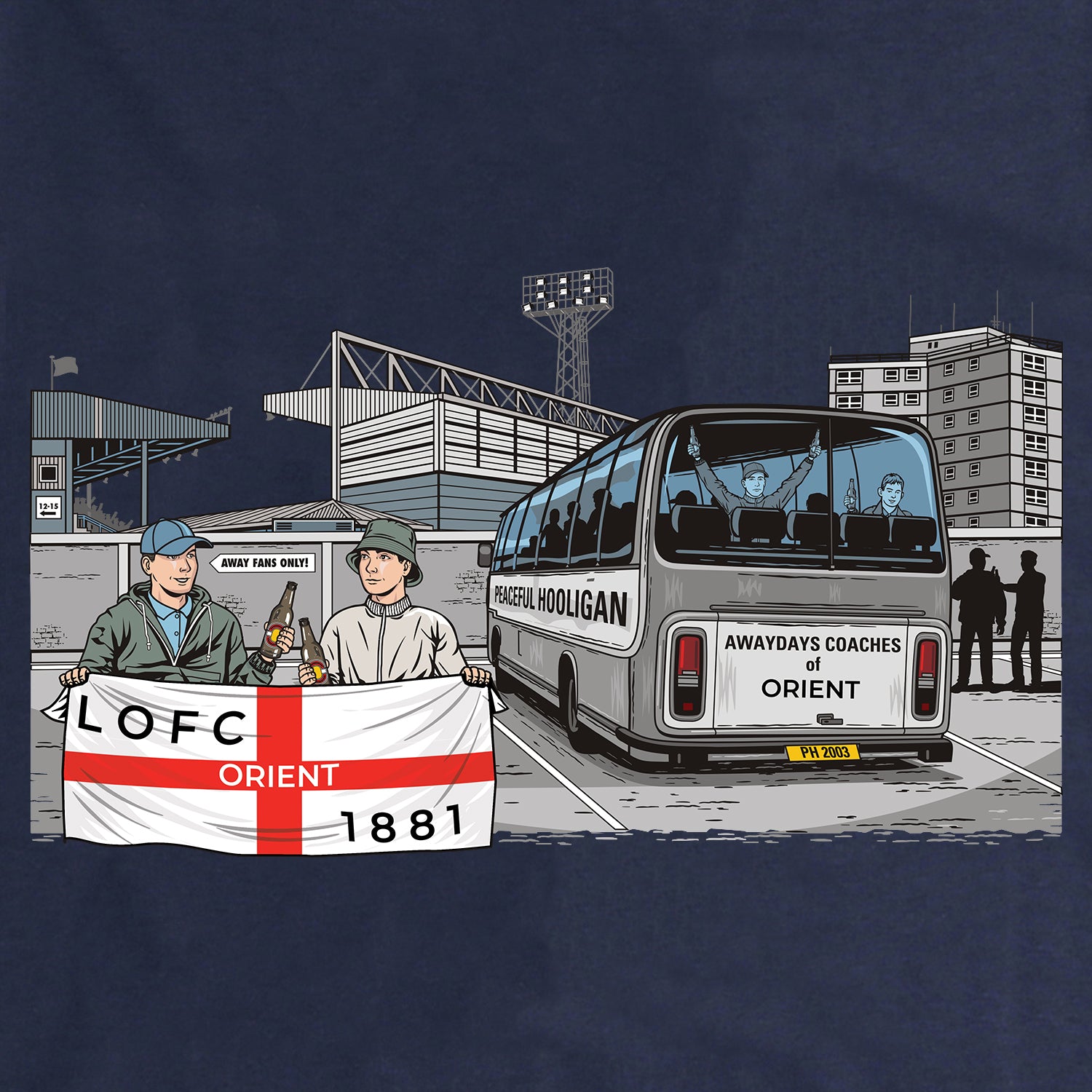 Orient Awaydays T-Shirt Navy - Peaceful Hooligan