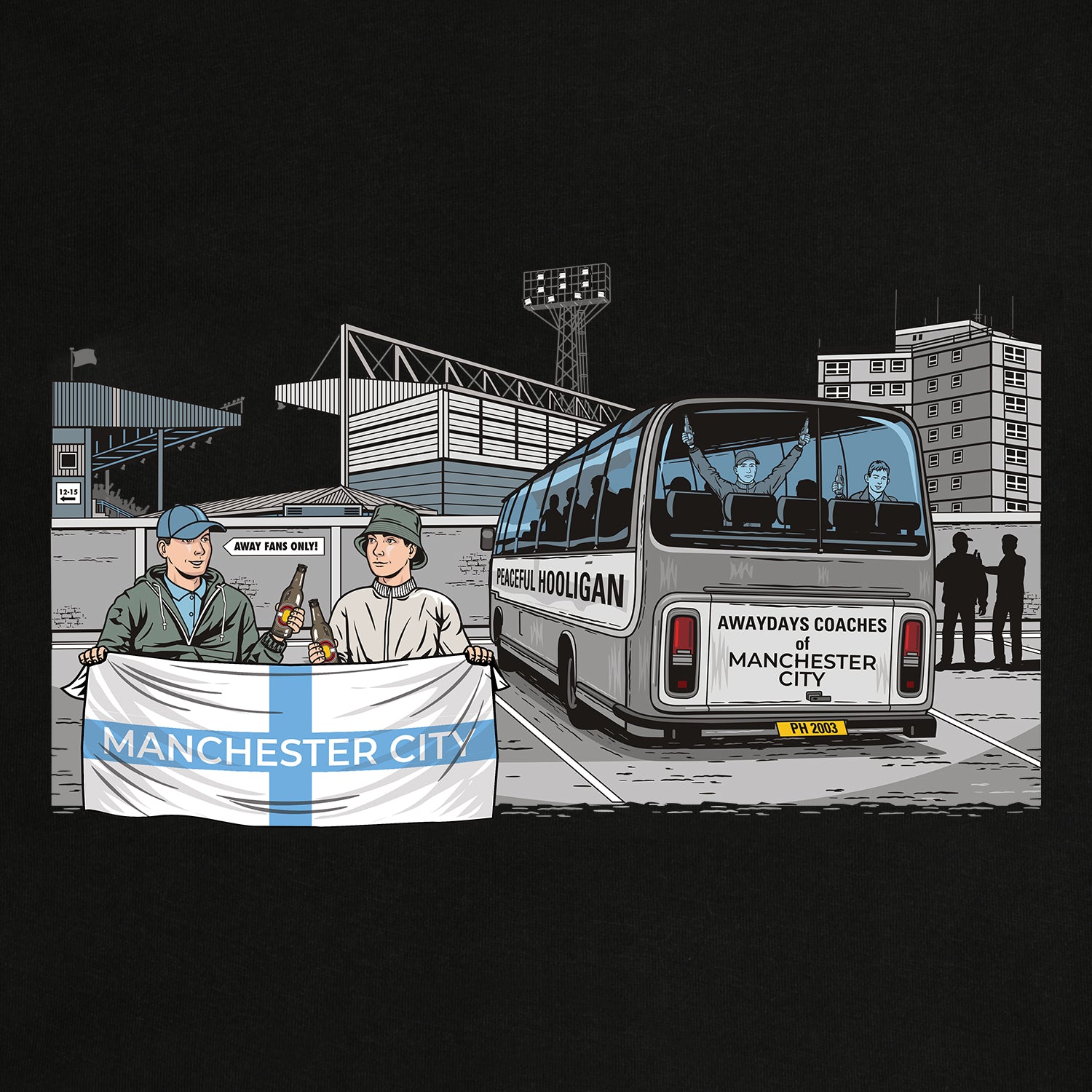 Manchester City Awaydays Sweatshirt Black - Peaceful Hooligan