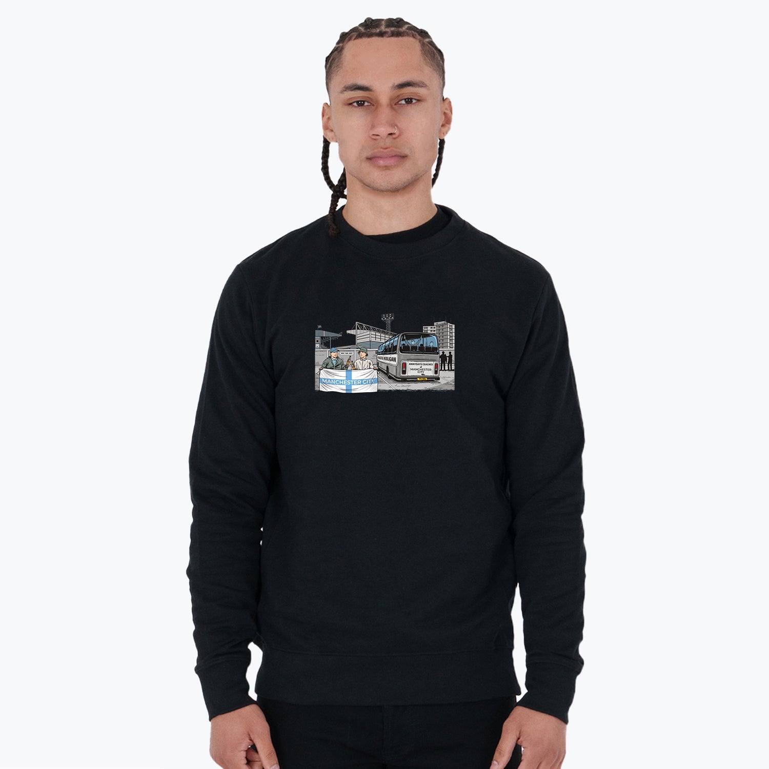 Manchester City Awaydays Sweatshirt Black - Peaceful Hooligan