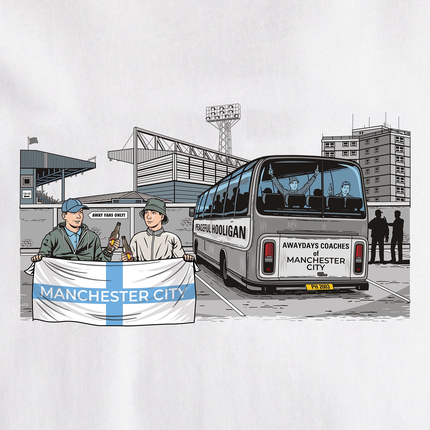 Manchester City Awaydays T-Shirt White - Peaceful Hooligan