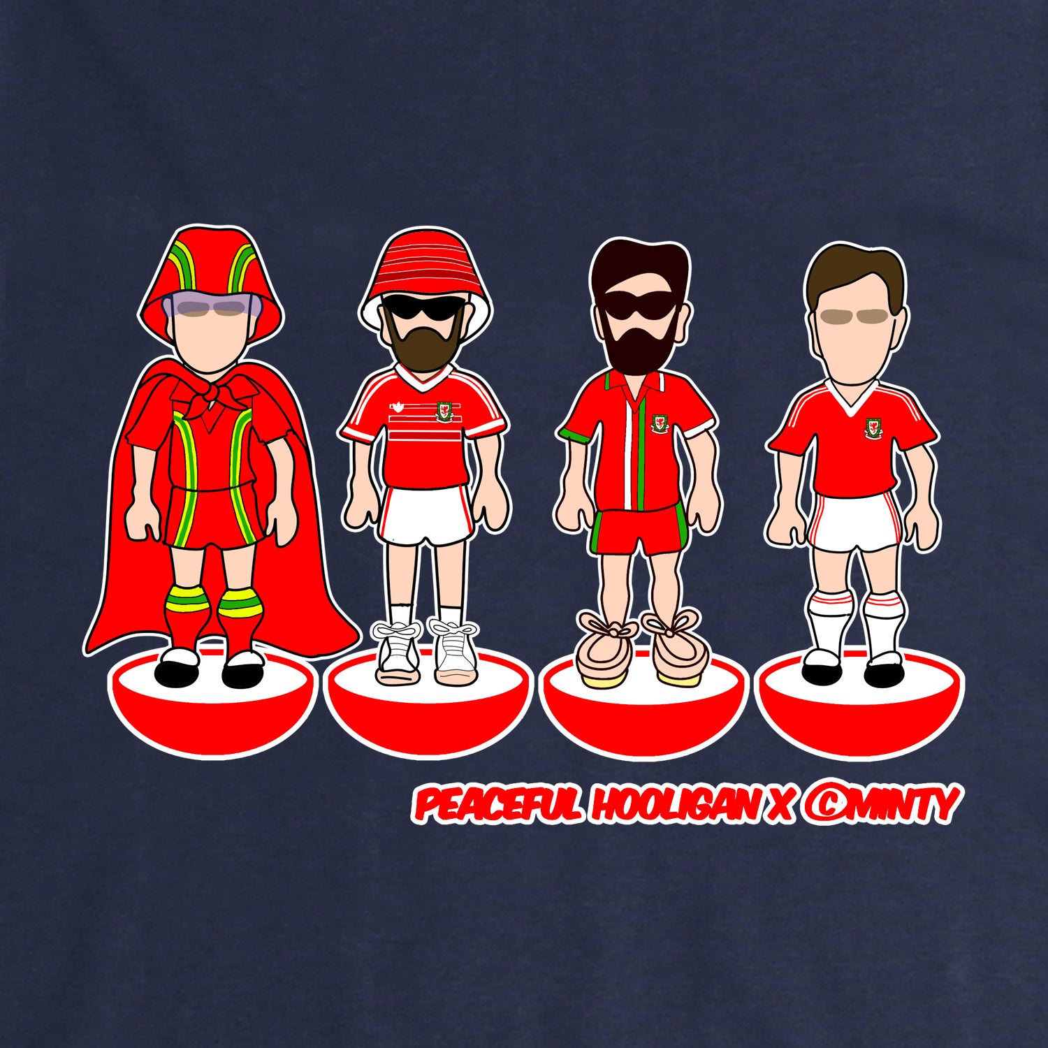 Wales Subbuteo Sweatshirt Navy - Peaceful Hooligan