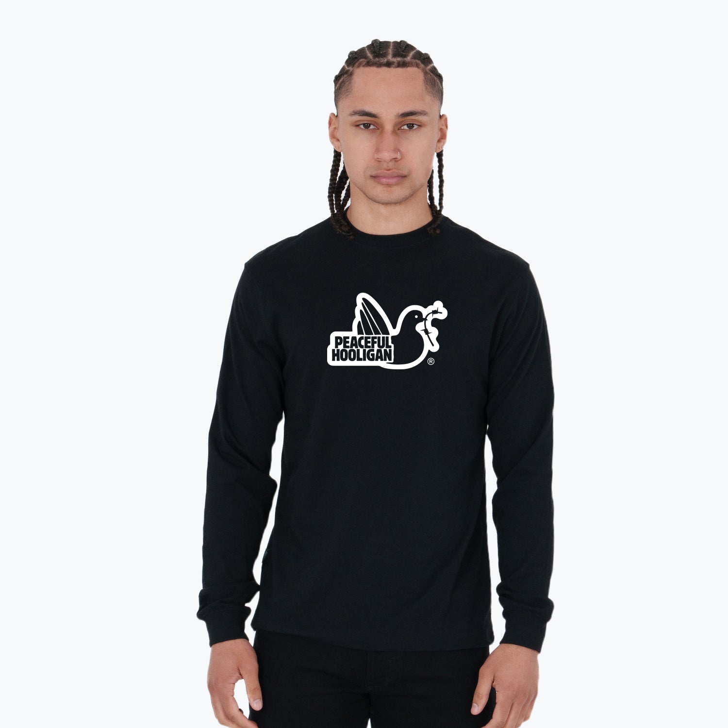 Outline LS T-Shirt Black - Peaceful Hooligan