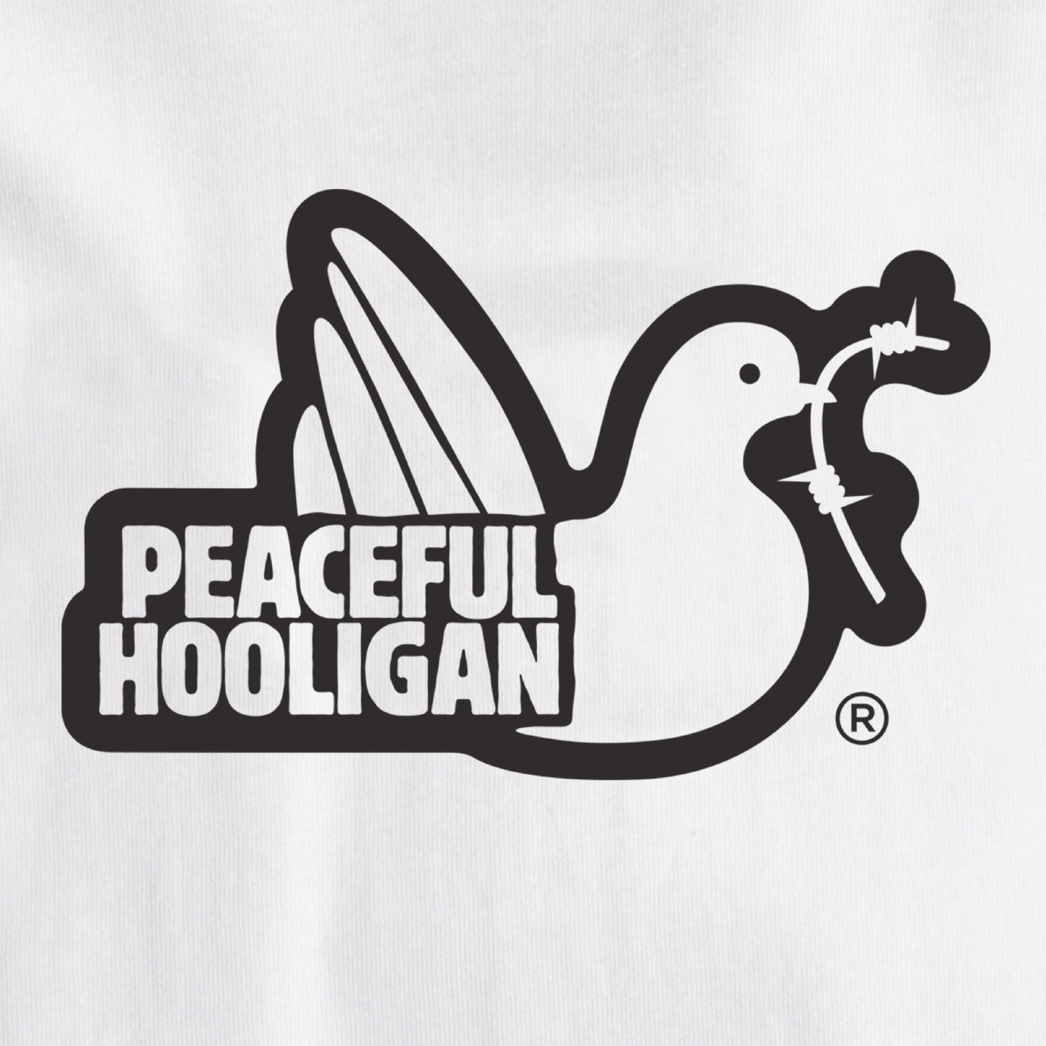 Outline T-Shirt White - Peaceful Hooligan