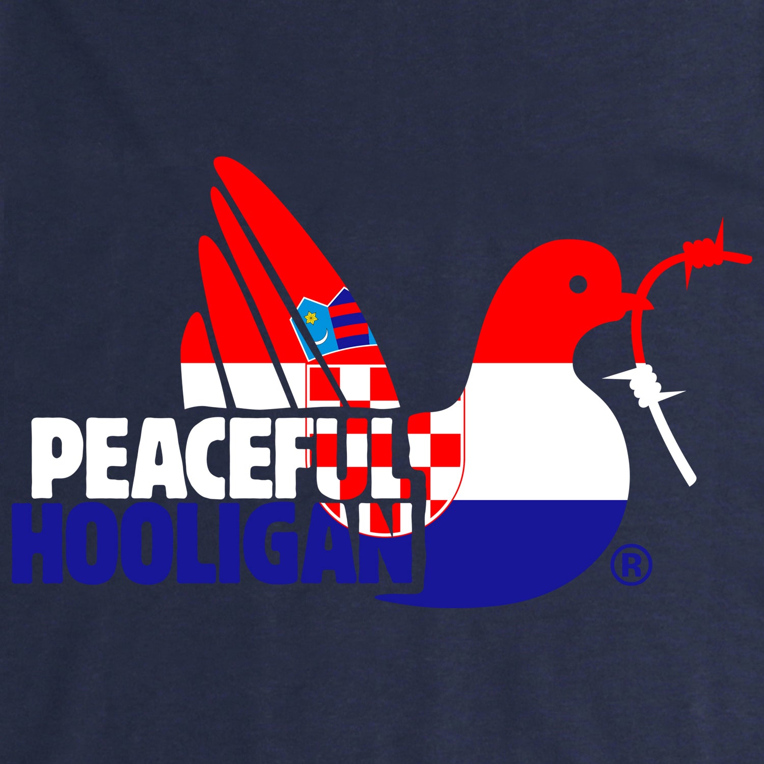 Croatia Dove T-Shirt Navy - Peaceful Hooligan