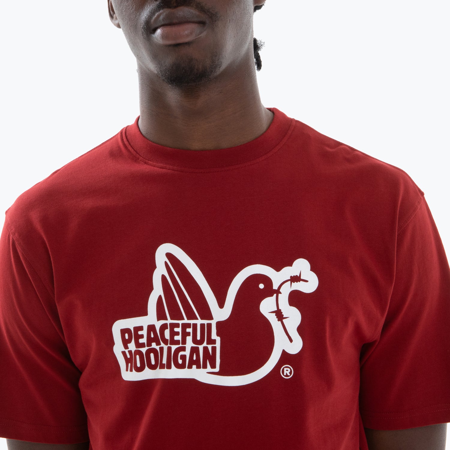 Outline T-Shirt Dark Red - Peaceful Hooligan