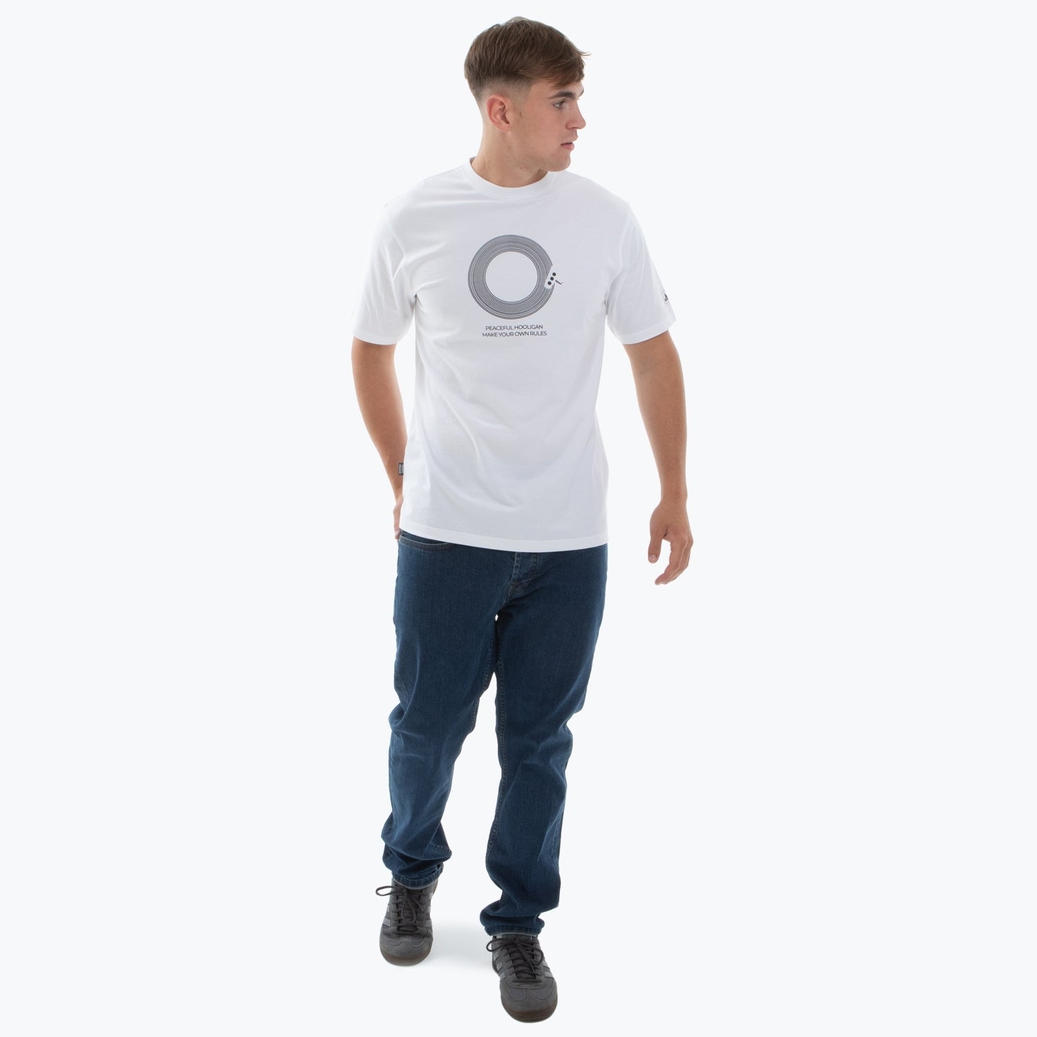 Record T-Shirt White - Peaceful Hooligan